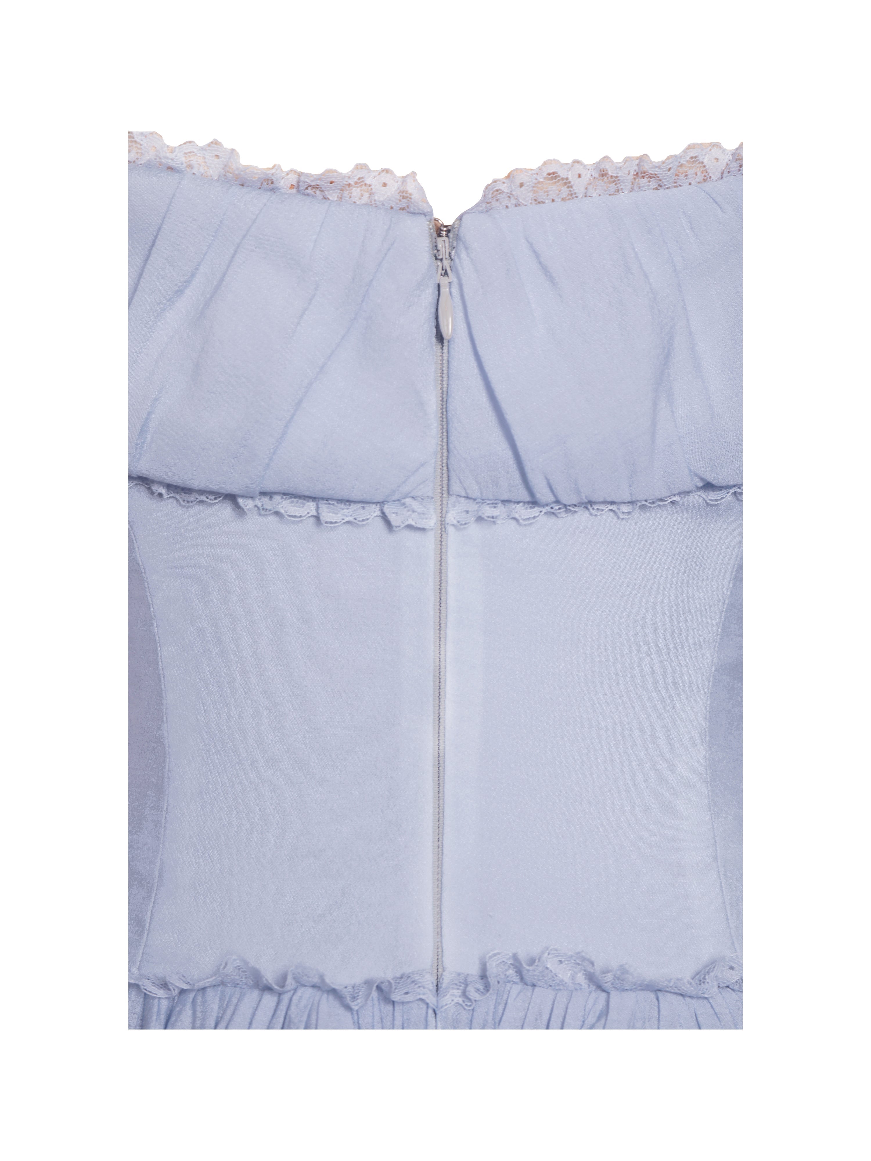 Xavy Baby Blue Off Shoulder Corset Midi Dress