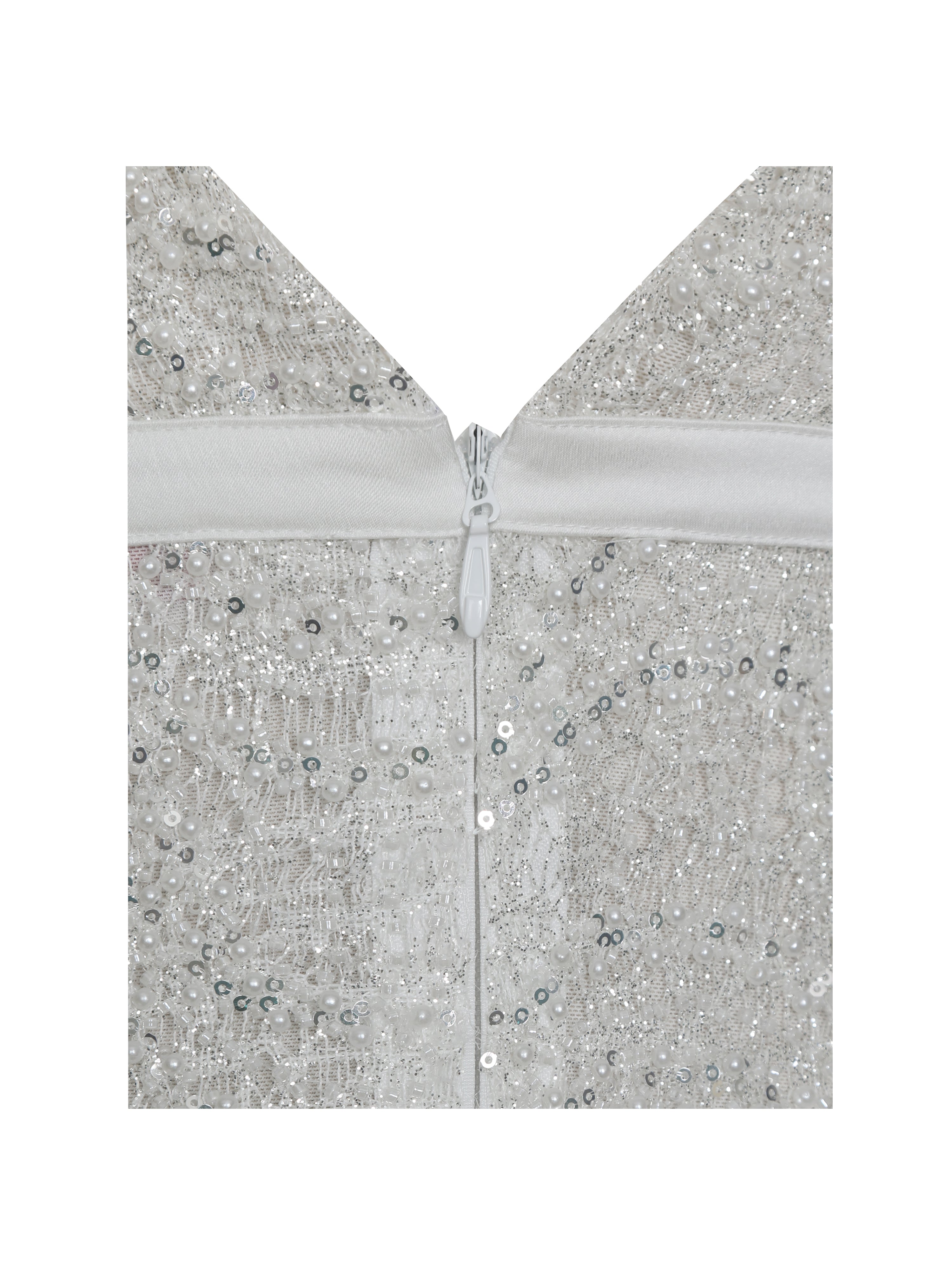 Adelaide White Beaded Sequin Net Bodycon Gown