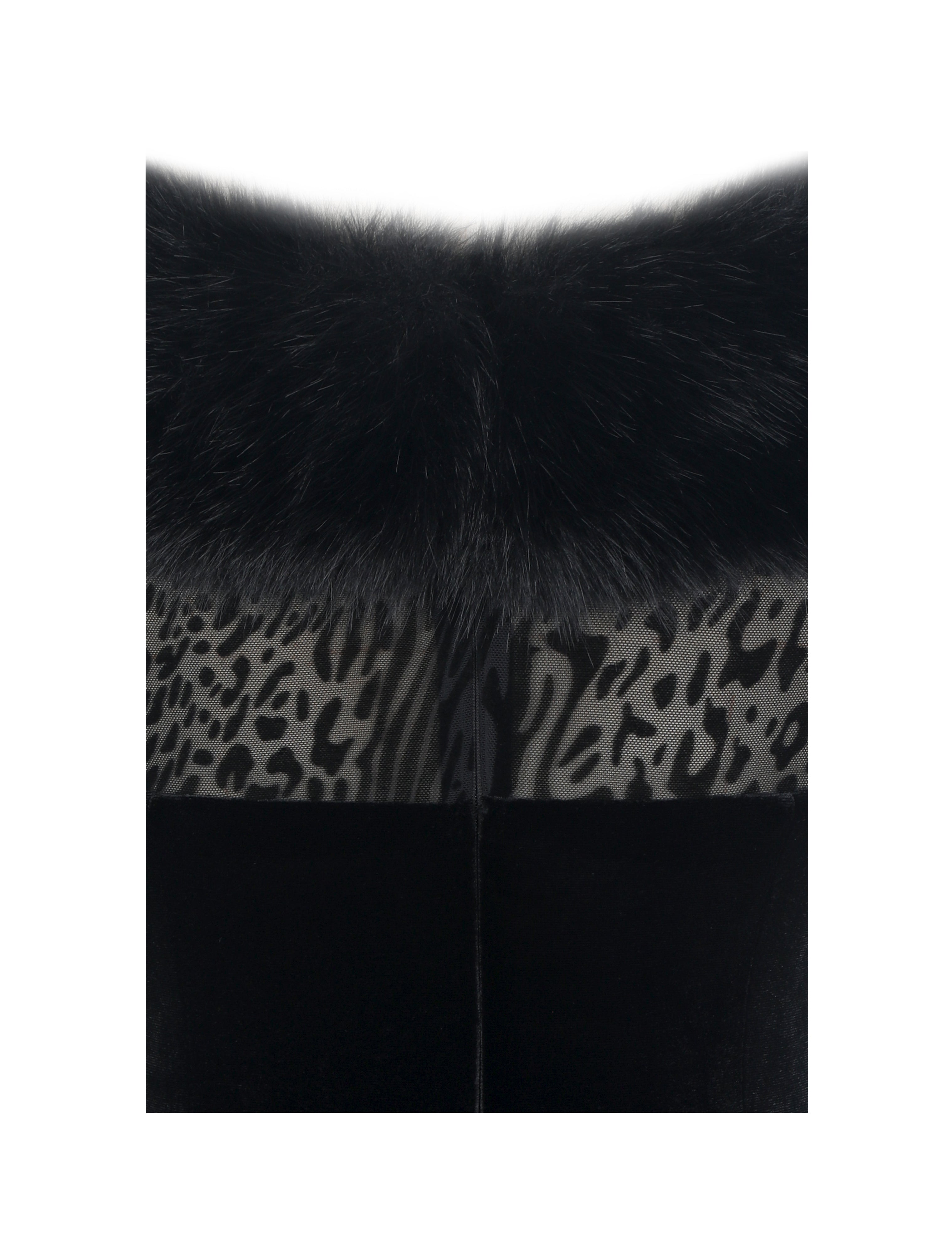 Alexis Black Animal Print Fur Boatneck Maxi Dress
