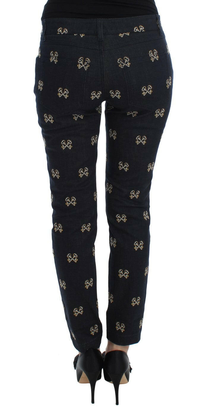 Dolce & Gabbana Blue Key Embroidered Slim Fit KATE Jeans.