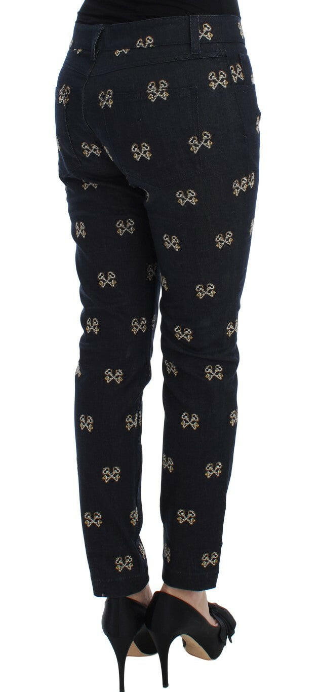 Dolce & Gabbana Blue Key Embroidered Slim Fit KATE Jeans.