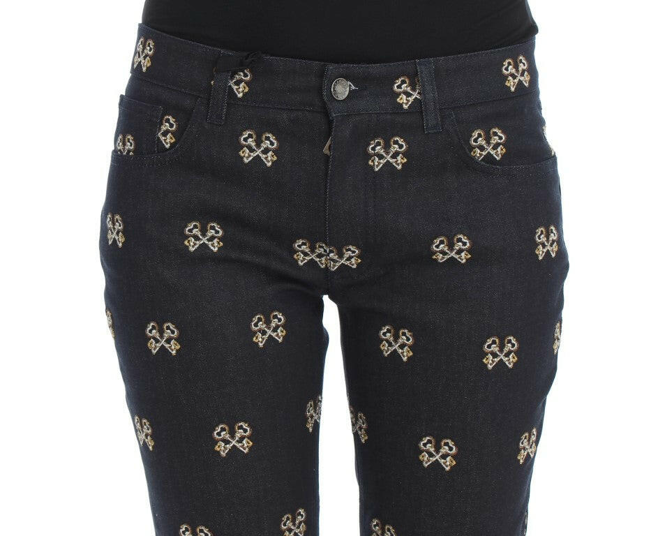 Dolce & Gabbana Blue Key Embroidered Slim Fit KATE Jeans.