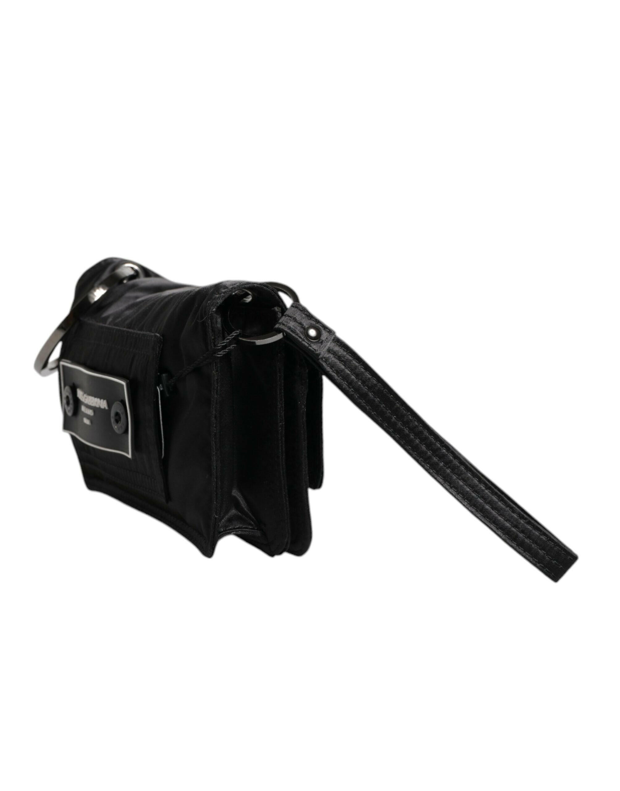 Dolce & Gabbana Black Fabric Logo Two Way Clutch Crossbody Bag Dolce & Gabbana