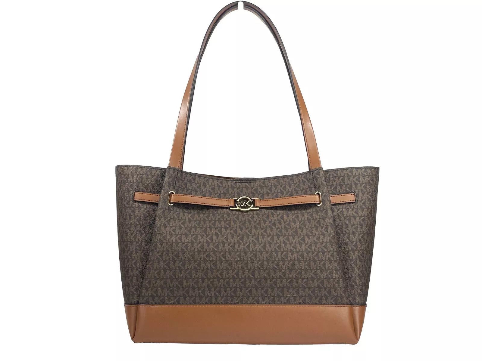 Michael Kors Reed Large Belted Tote Shoulder Bag Purse Brown Michael Kors