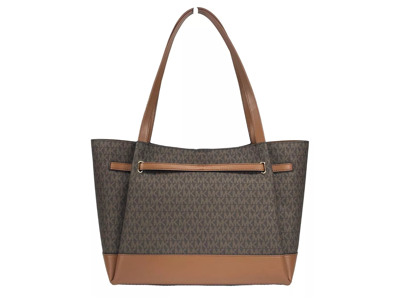 Michael Kors Reed Large Belted Tote Shoulder Bag Purse Brown Michael Kors