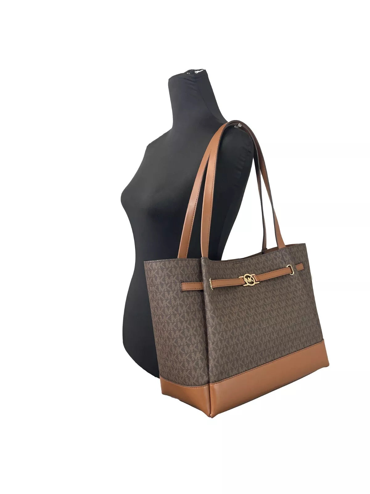 Michael Kors Reed Large Belted Tote Shoulder Bag Purse Brown Michael Kors