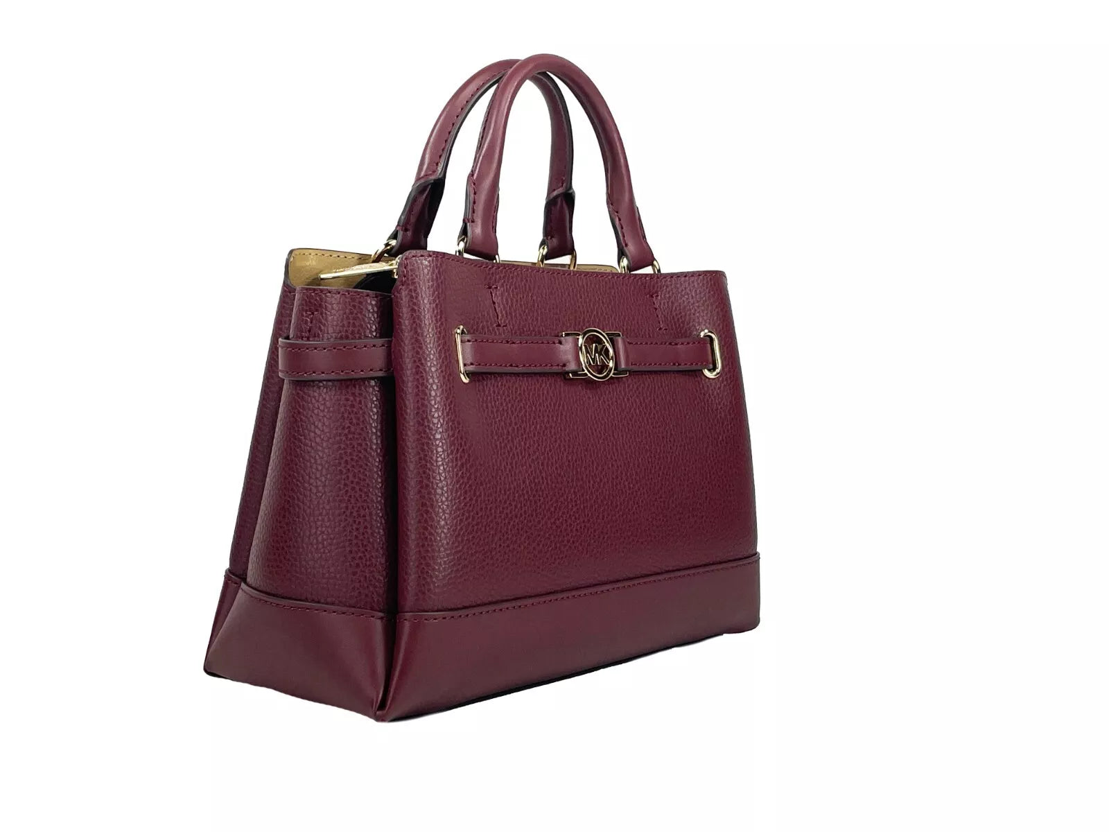 Michael Kors Reed Small Leather Belted Satchel Crossbody Bag Oxblood Michael Kors