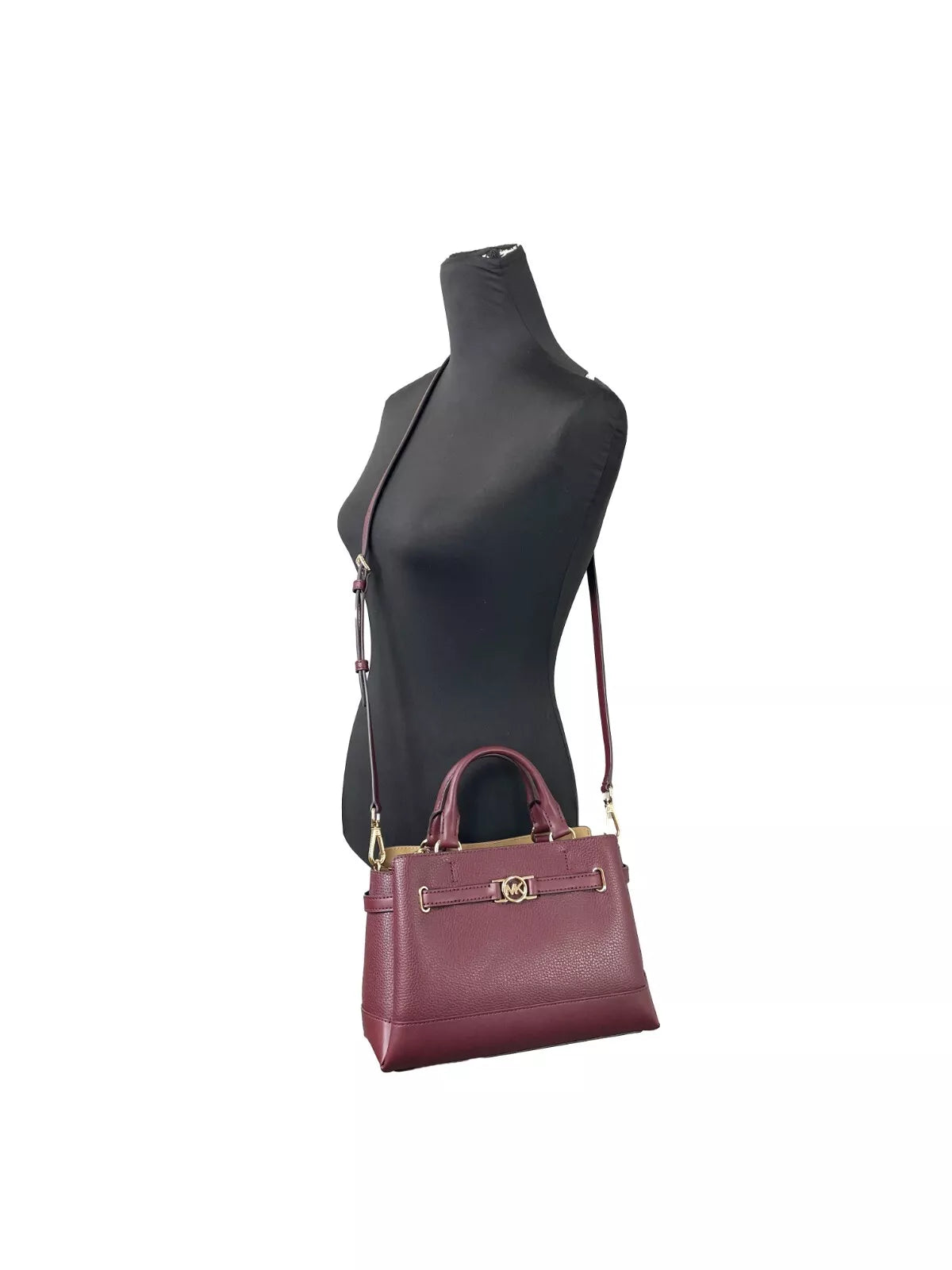 Michael Kors Reed Small Leather Belted Satchel Crossbody Bag Oxblood Michael Kors