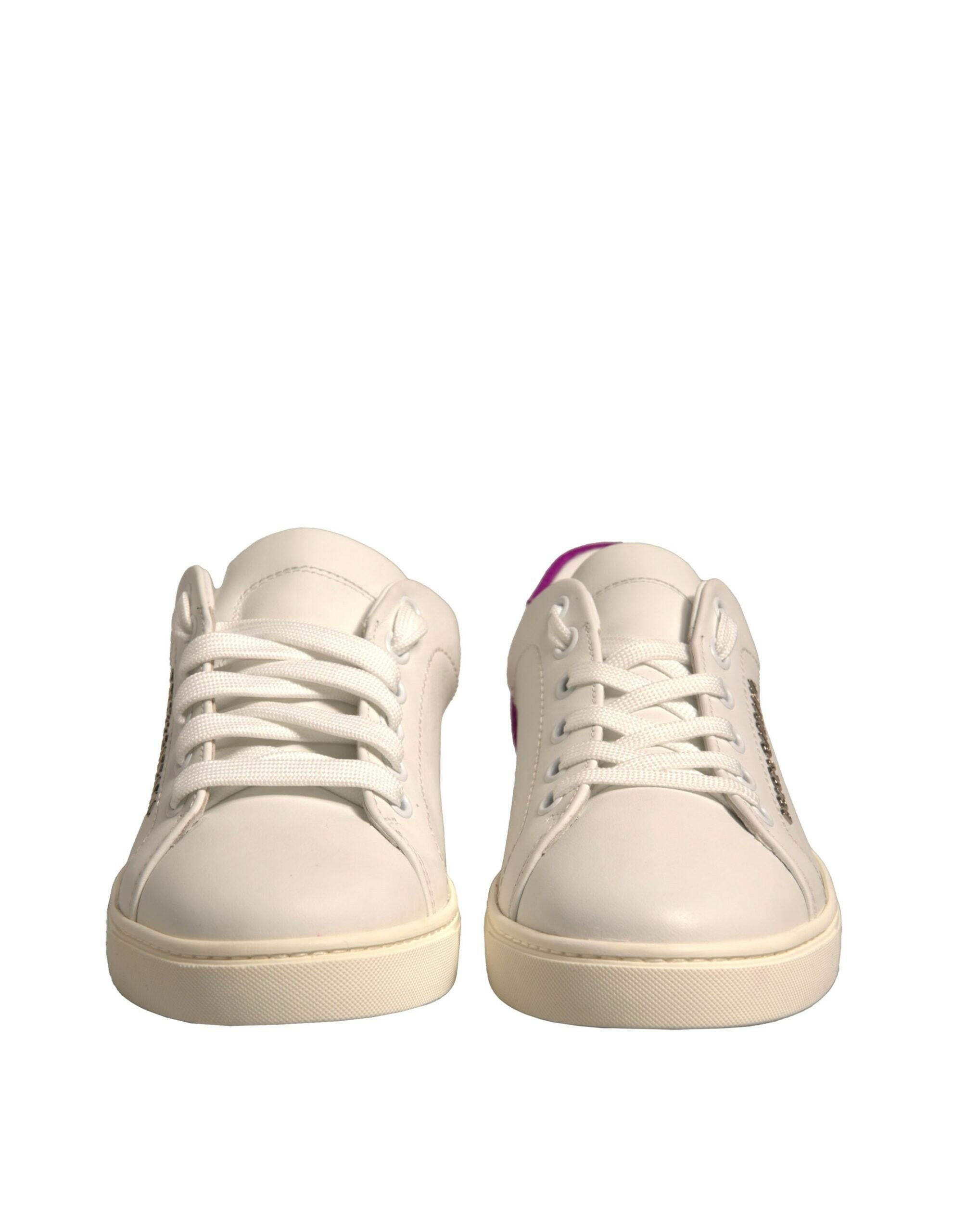 Dolce & Gabbana White Suede Leather Low Top Sneakers Shoes Dolce & Gabbana