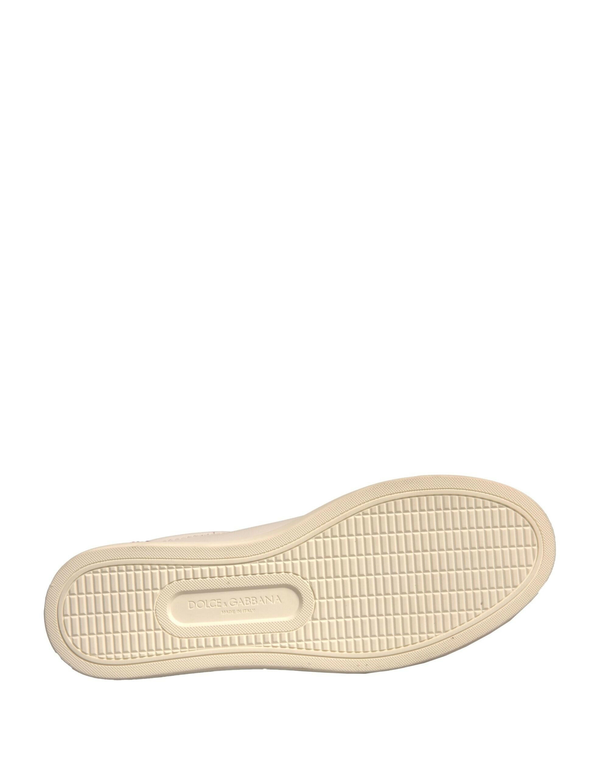 Dolce & Gabbana White Suede Leather Low Top Sneakers Shoes Dolce & Gabbana