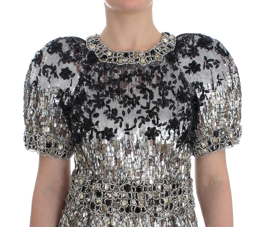 Dolce & Gabbana Silver Crystal Embellished Shift Dress Masterpiece Dolce & Gabbana
