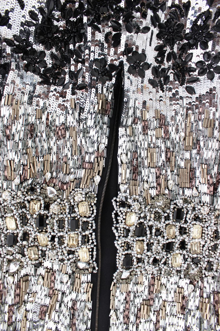 Dolce & Gabbana Silver Crystal Embellished Shift Dress Masterpiece Dolce & Gabbana