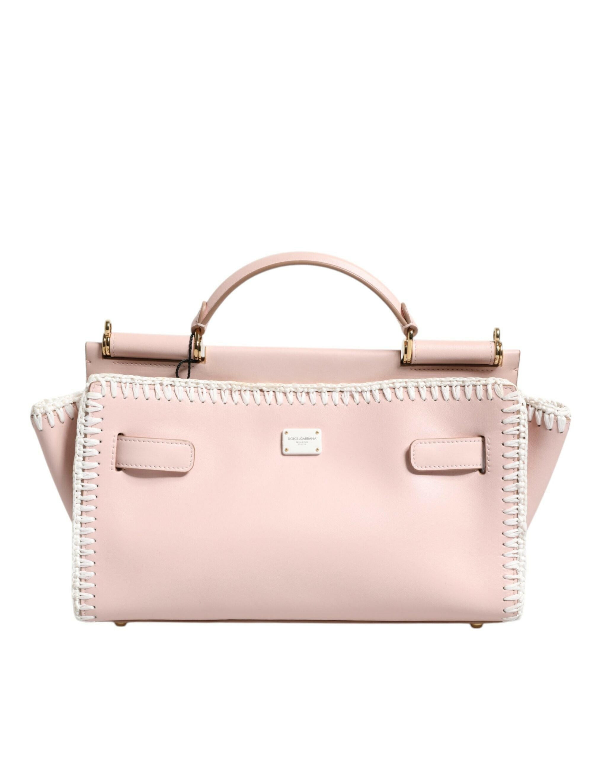 Dolce & Gabbana Light Pink Logo Plaque Soft Leather Strap Crossbody Bag Dolce & Gabbana