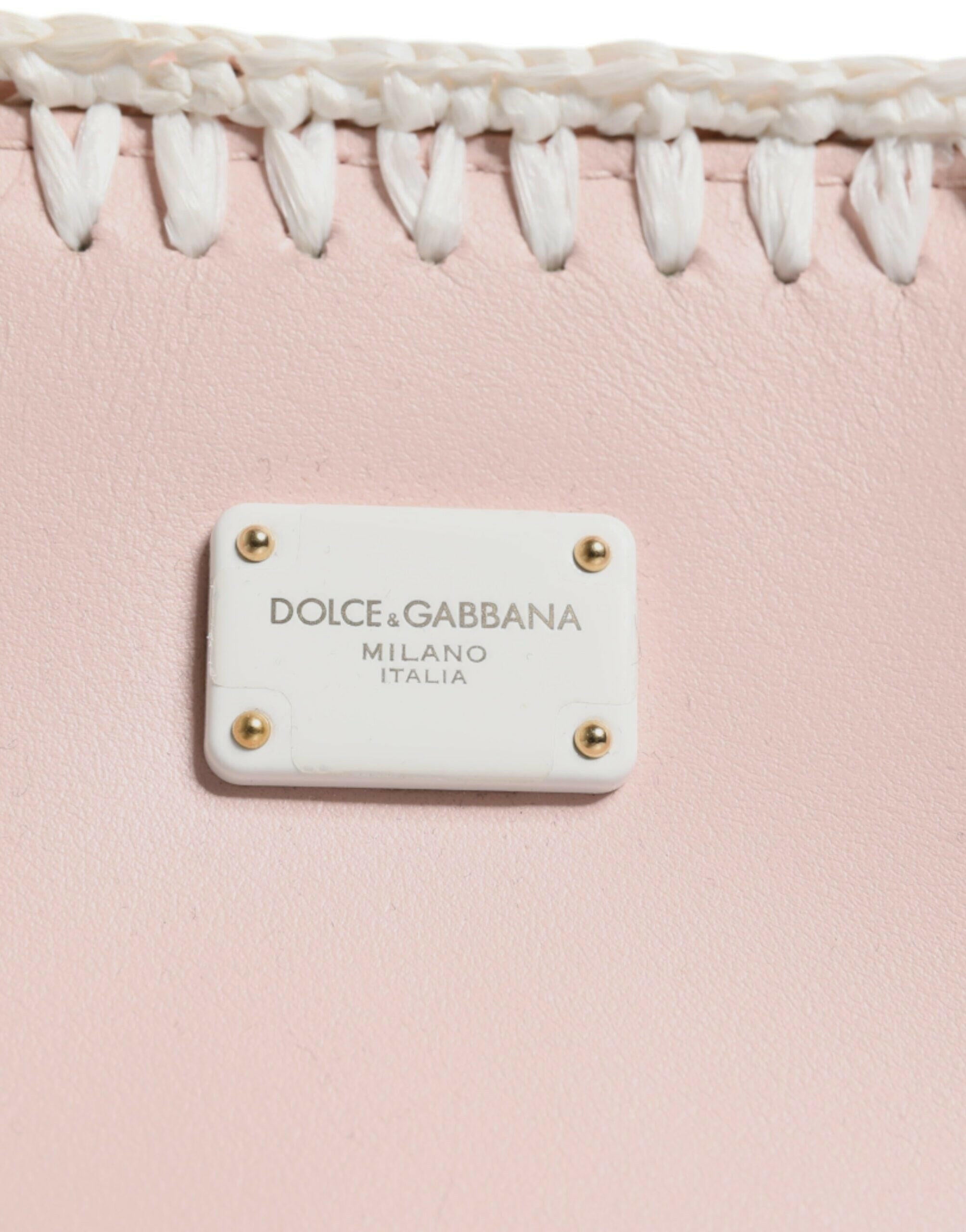 Dolce & Gabbana Light Pink Logo Plaque Soft Leather Strap Crossbody Bag Dolce & Gabbana