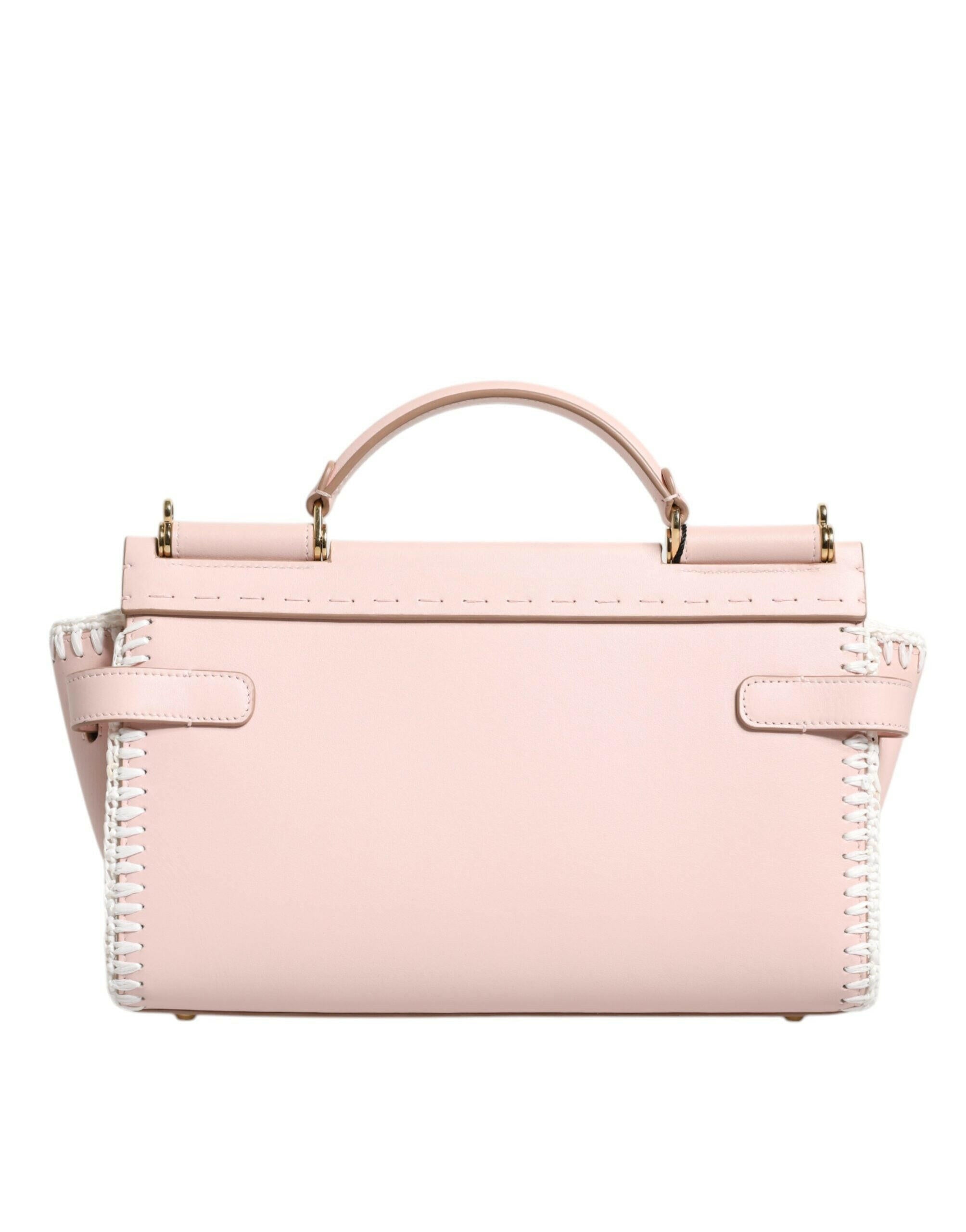 Dolce & Gabbana Light Pink Logo Plaque Soft Leather Strap Crossbody Bag Dolce & Gabbana