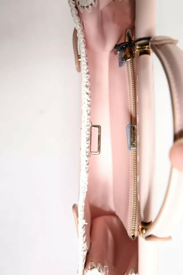 Dolce & Gabbana Light Pink Logo Plaque Soft Leather Strap Crossbody Bag Dolce & Gabbana