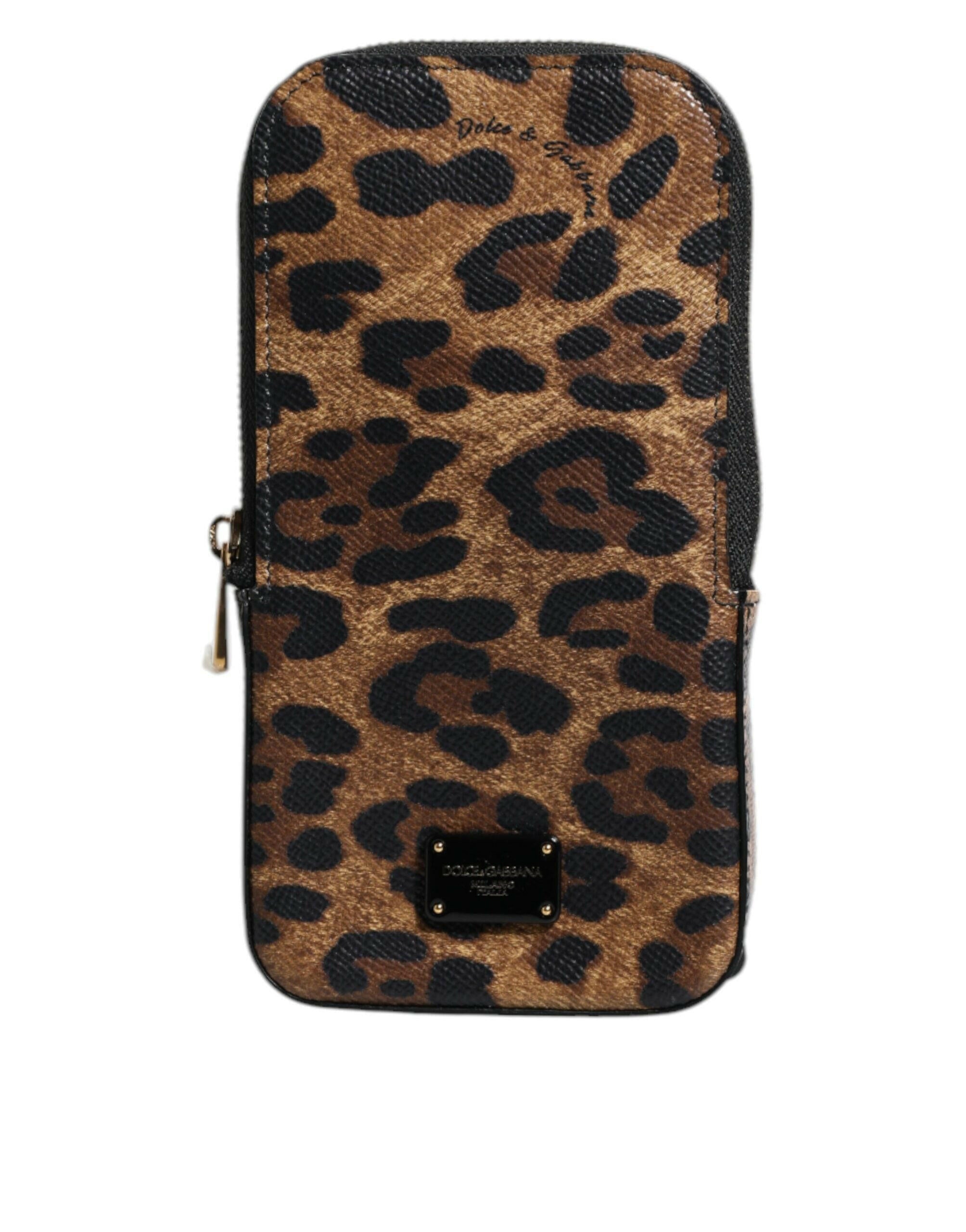 Dolce & Gabbana Brown Leopard Print Dauphine Leather Zip Around Wallet Dolce & Gabbana