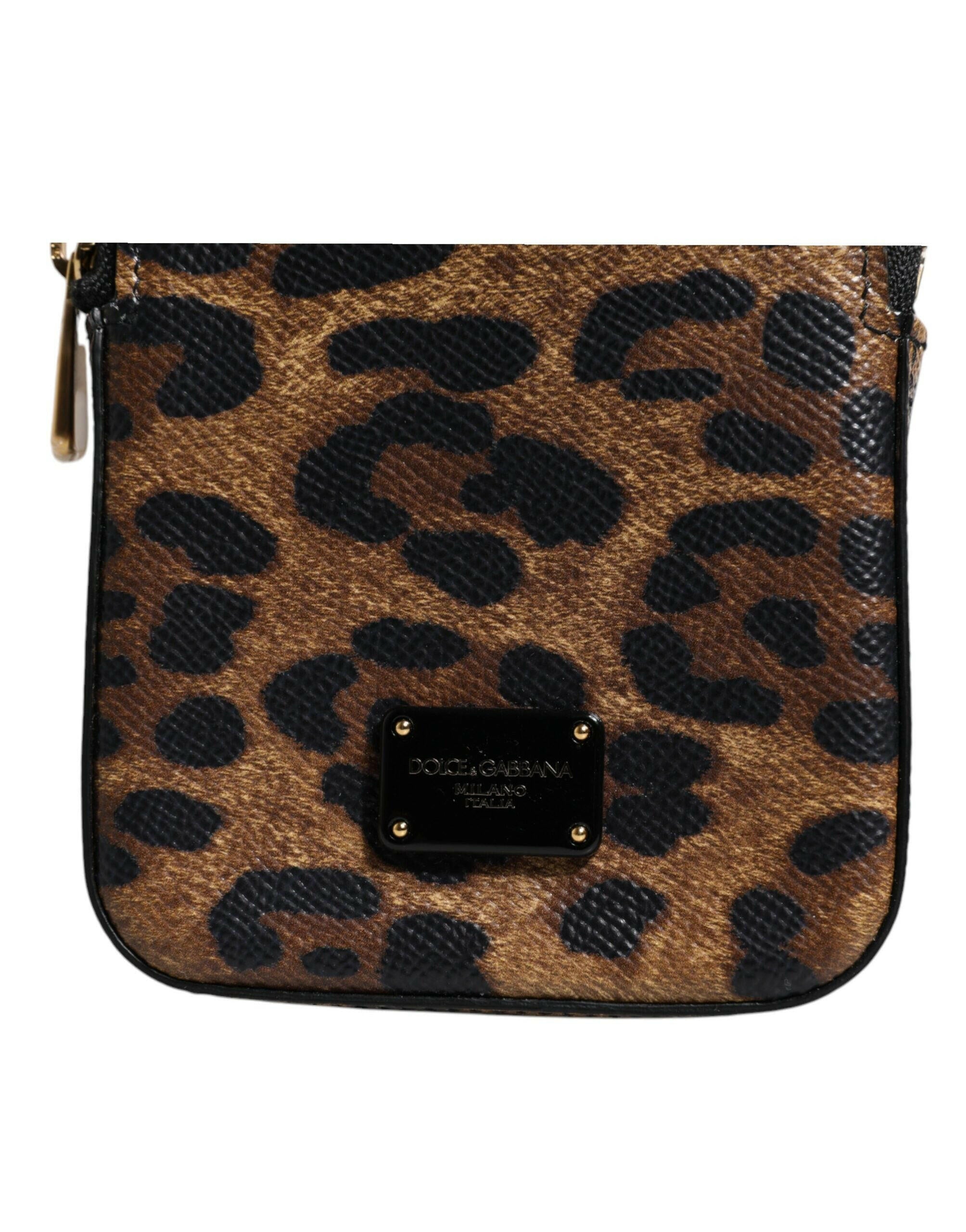 Dolce & Gabbana Brown Leopard Print Dauphine Leather Zip Around Wallet Dolce & Gabbana