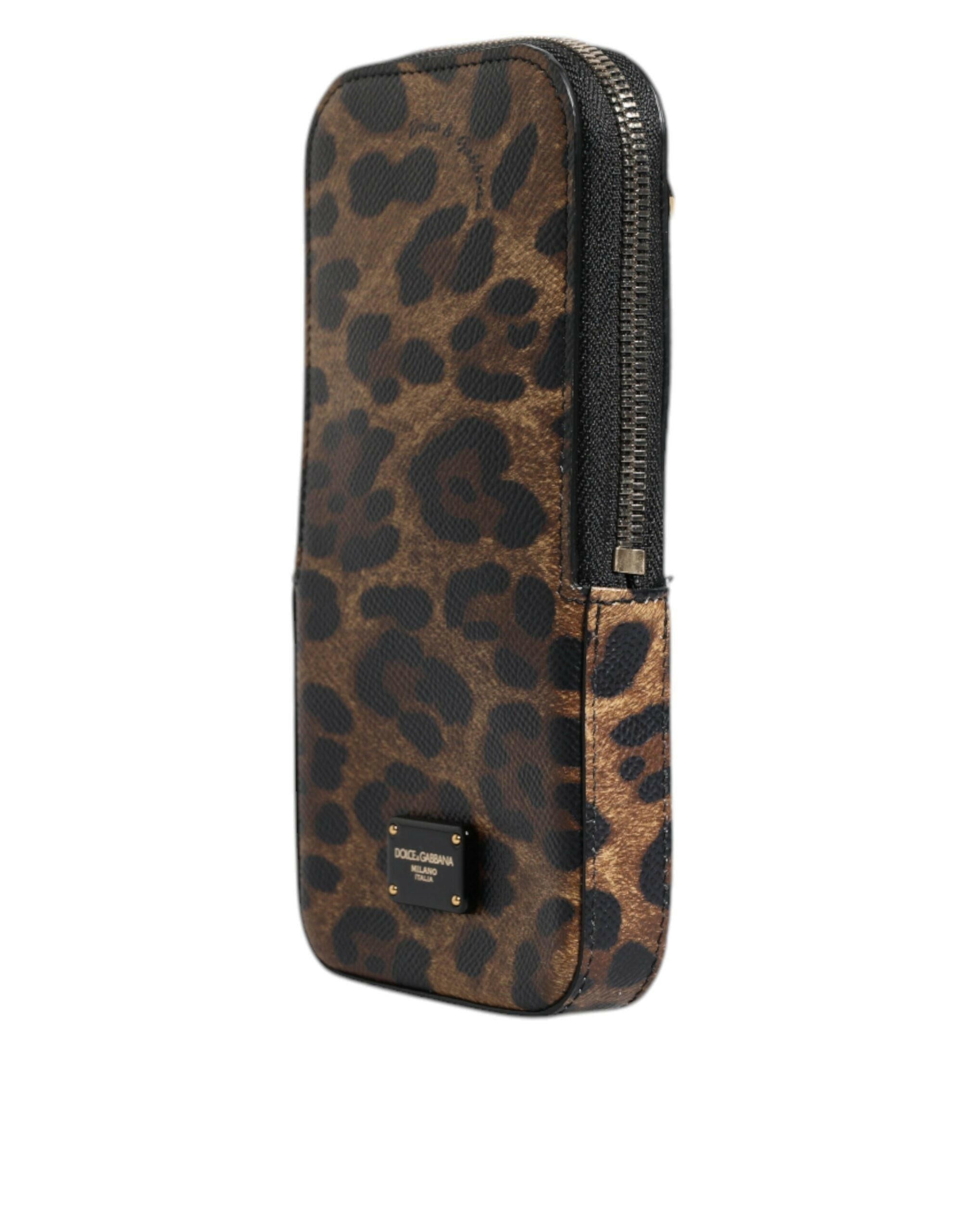 Dolce & Gabbana Brown Leopard Print Dauphine Leather Zip Around Wallet Dolce & Gabbana