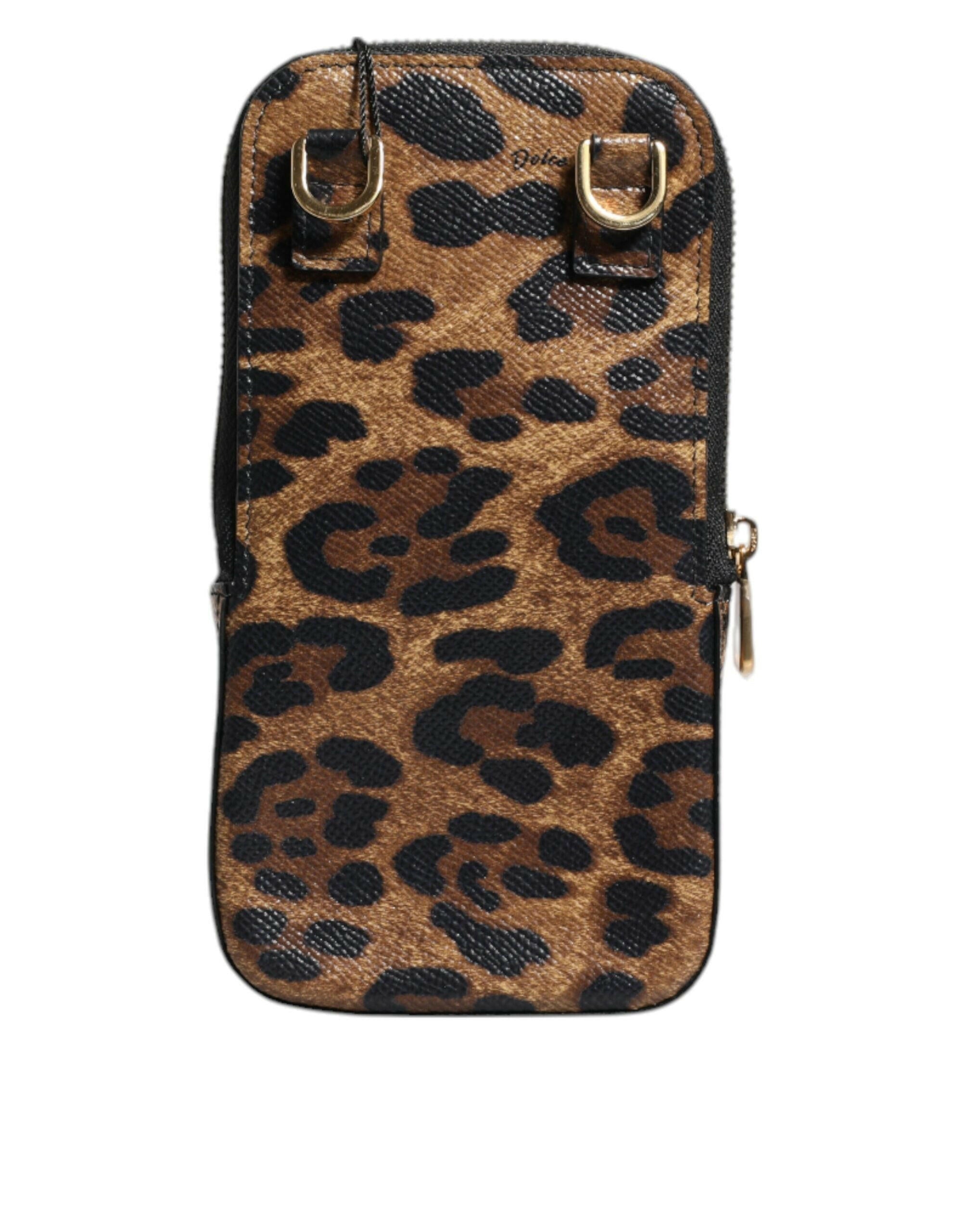 Dolce & Gabbana Brown Leopard Print Dauphine Leather Zip Around Wallet Dolce & Gabbana