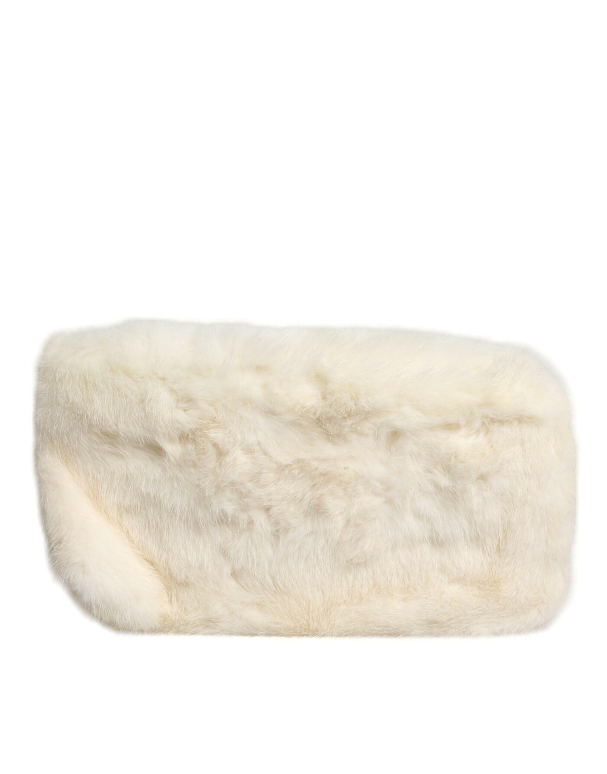 Dolce & Gabbana White Fur Handbag Clutch Purse Pouch Bag Dolce & Gabbana