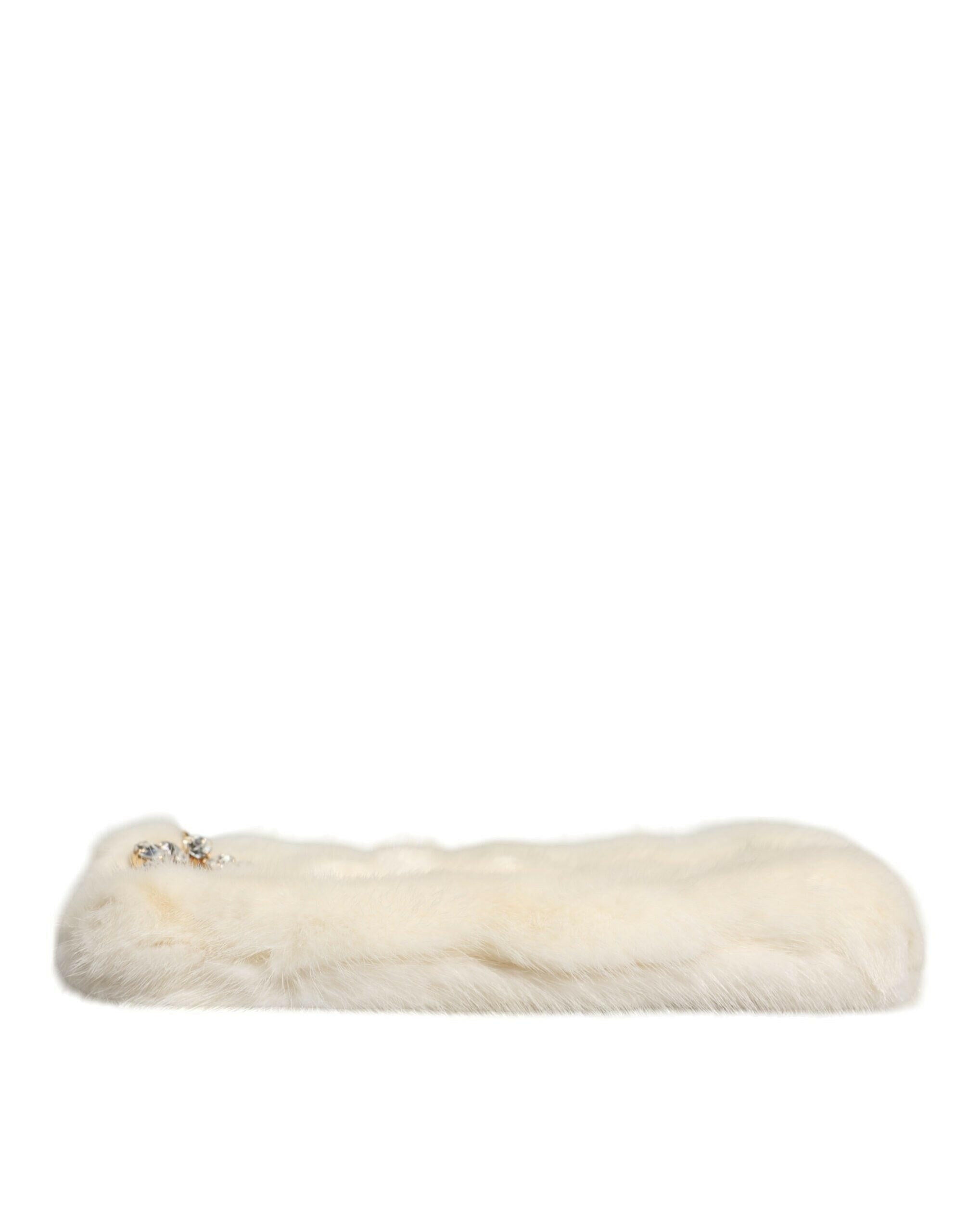 Dolce & Gabbana White Fur Handbag Clutch Purse Pouch Bag Dolce & Gabbana