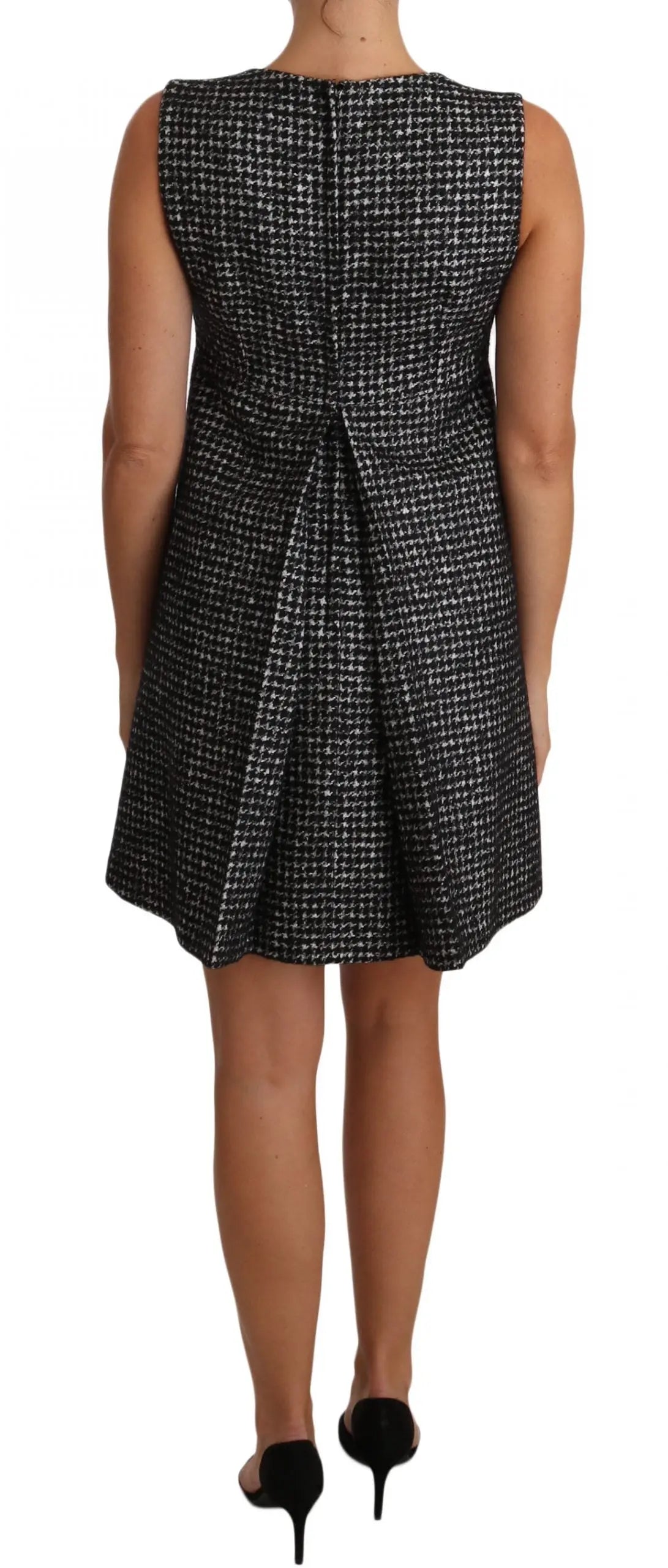 Dolce & Gabbana Houndstooth Floral Appliqué Shift Dress Dolce & Gabbana