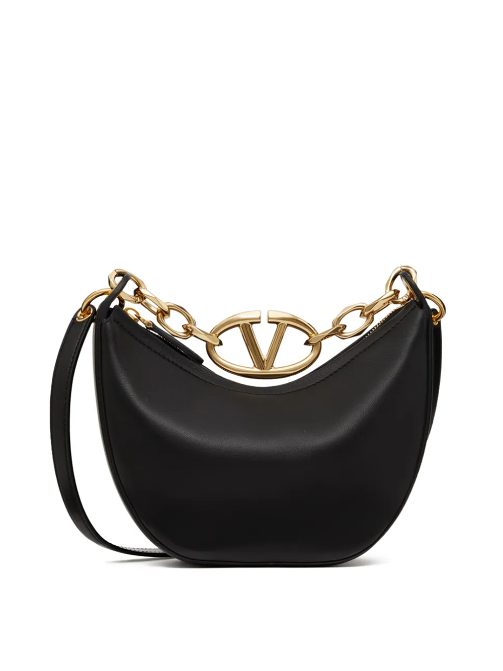 Valentino Garavani Black Leather Mini Hobo Vlogo Shoulder Bag Valentino Garavani