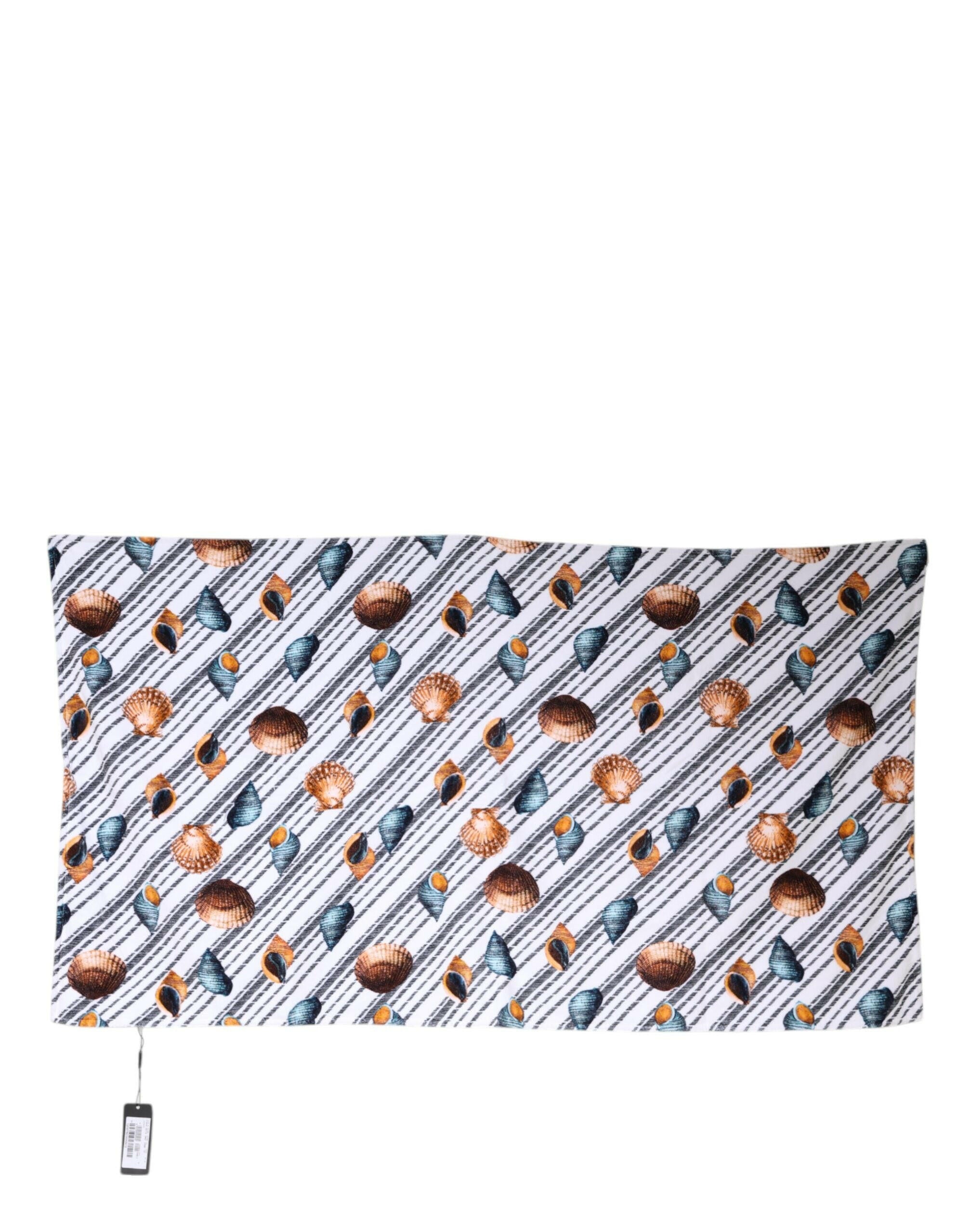 Dolce & Gabbana Multicolor Stripes Seashells Beach Towel Dolce & Gabbana