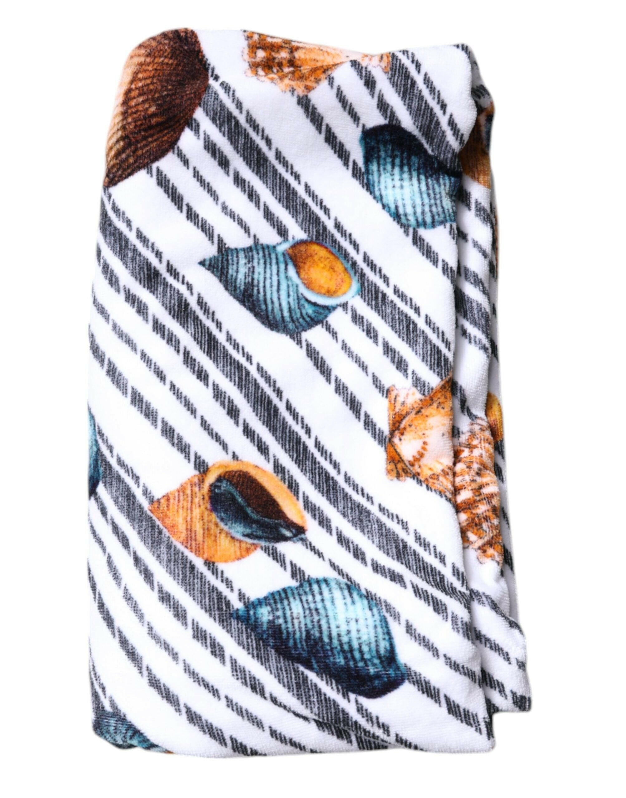 Dolce & Gabbana Multicolor Stripes Seashells Beach Towel Dolce & Gabbana