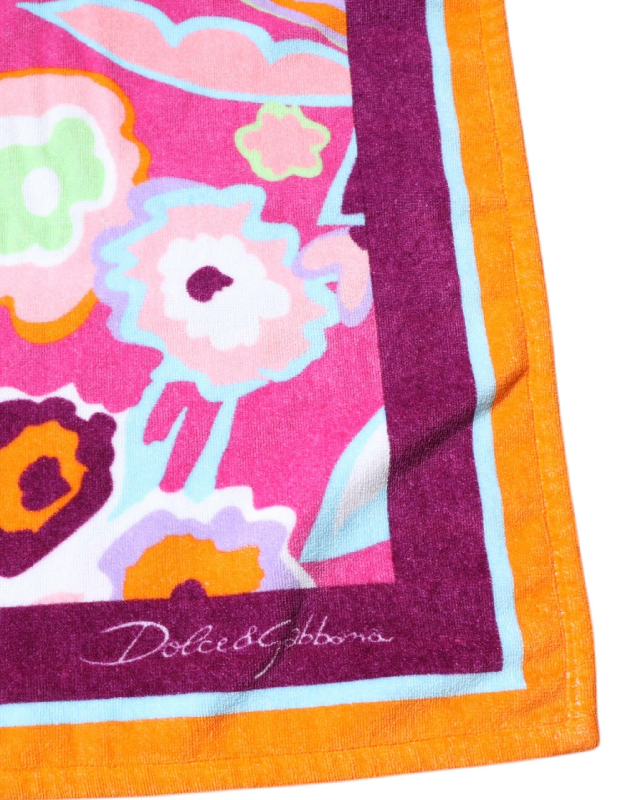 Dolce & Gabbana Multicolor Floral Print Cotton Beach Towel Dolce & Gabbana