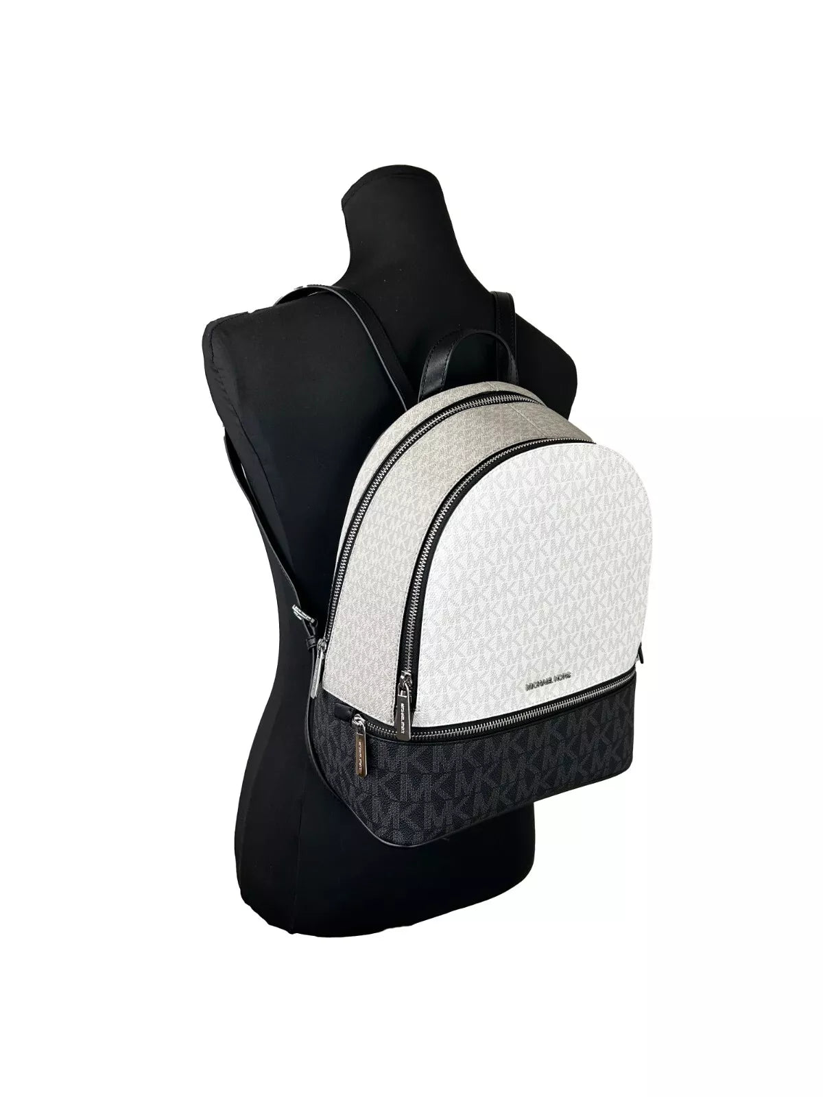 Michael Kors Rhea Medium PVC Backpack Bookbag Optic White Multi Michael Kors