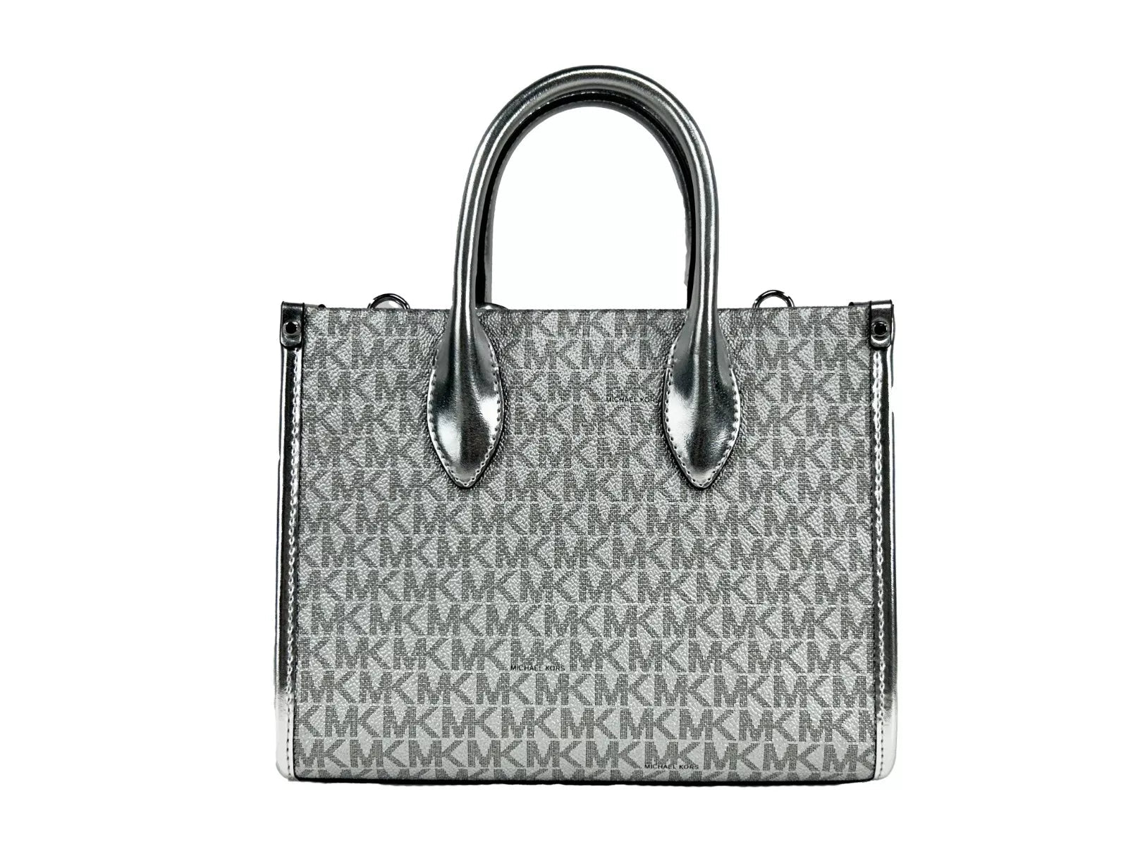 Michael Kors Mirella Signature Small Top Zip Tote Bag Silver Michael Kors