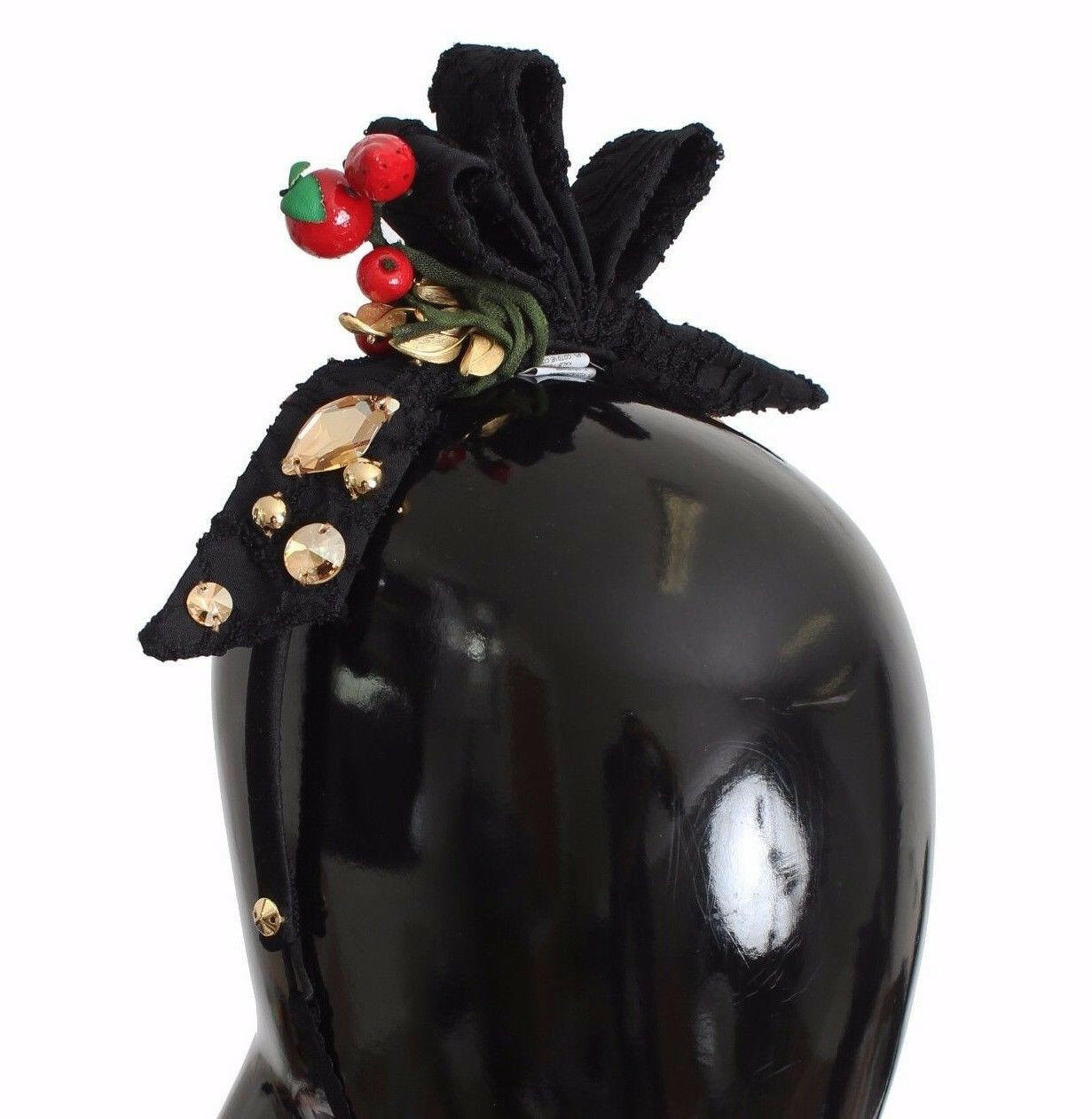 Dolce & Gabbana Diadem Headband Tiara Berry Fruit Crystal Bow Hair.