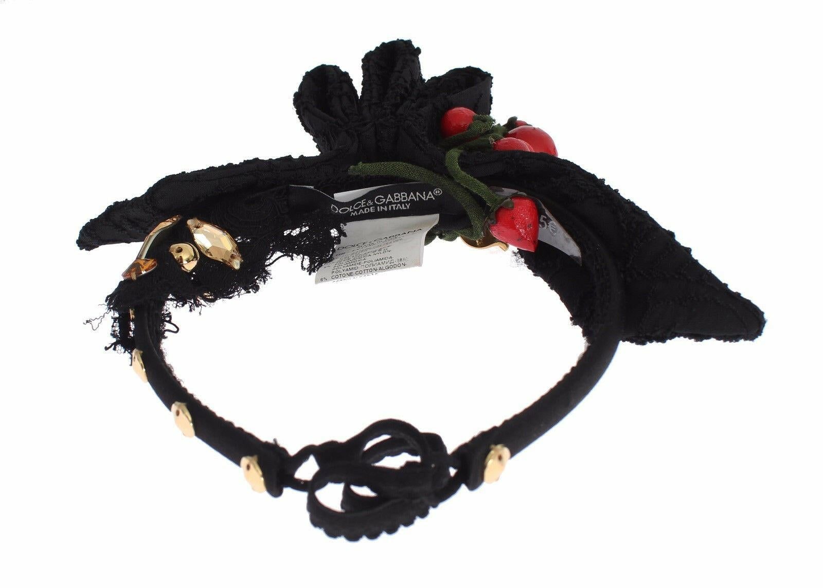 Dolce & Gabbana Diadem Headband Tiara Berry Fruit Crystal Bow Hair.