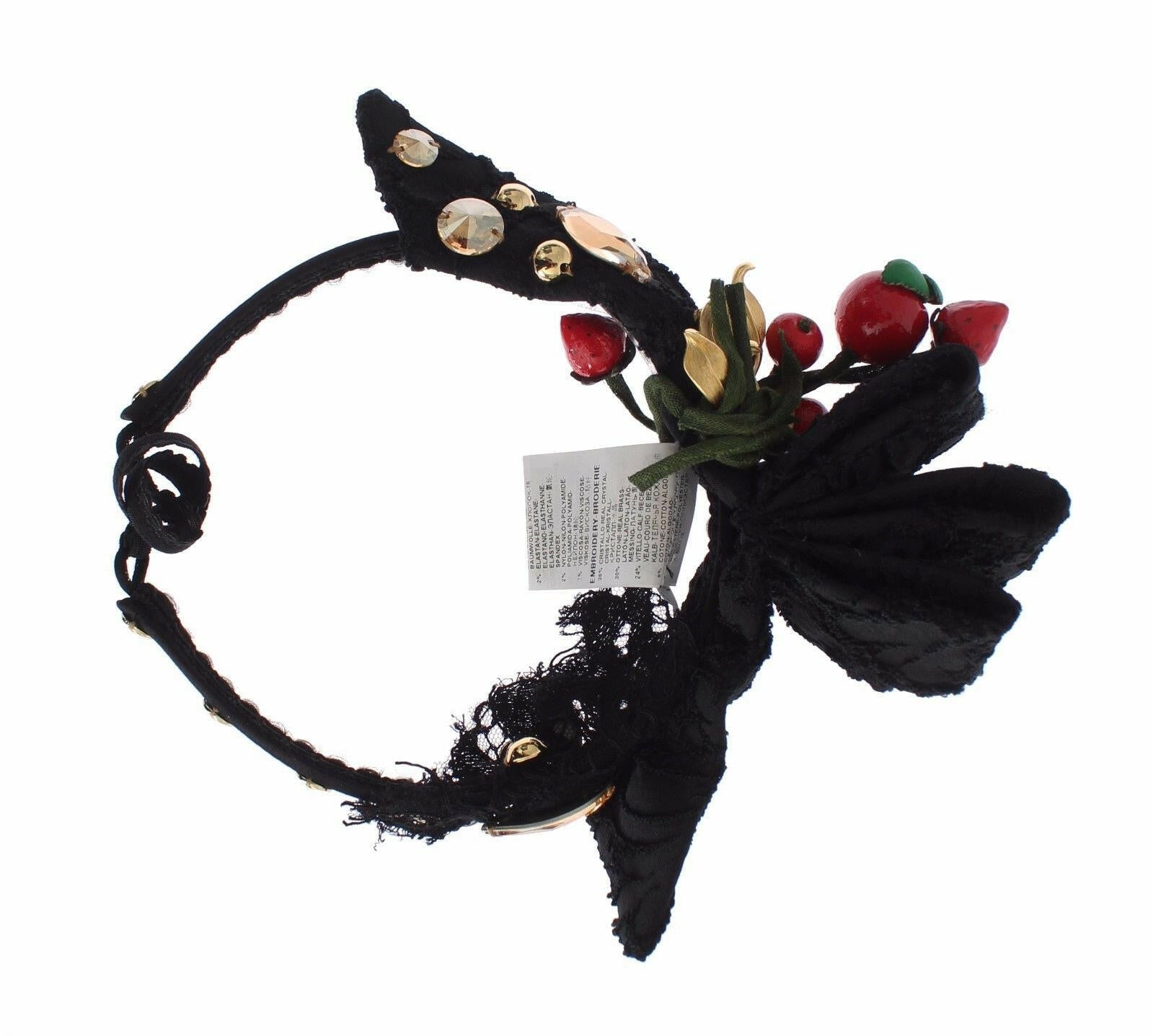 Dolce & Gabbana Diadem Headband Tiara Berry Fruit Crystal Bow Hair.