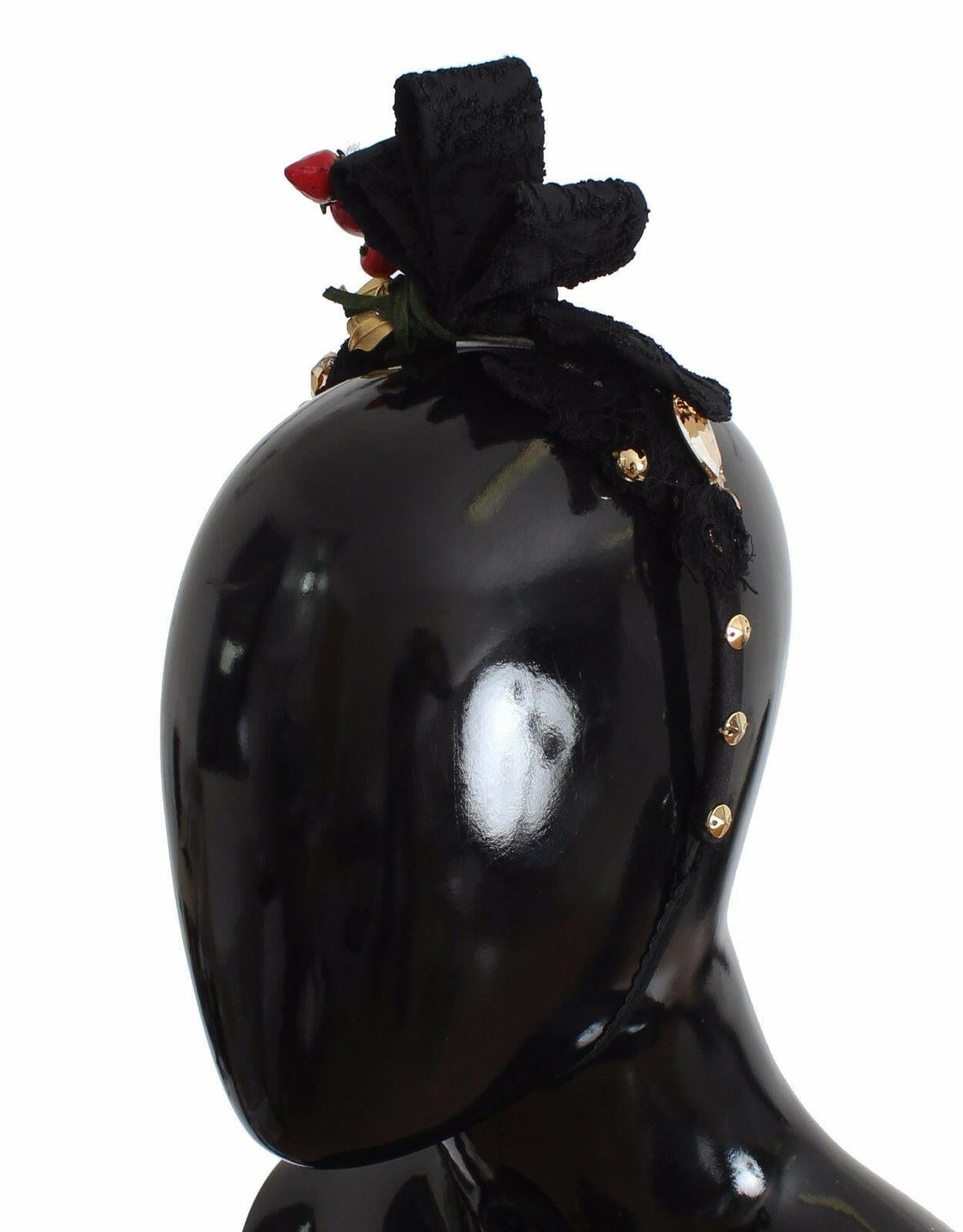 Dolce & Gabbana Diadem Headband Tiara Berry Fruit Crystal Bow Hair.