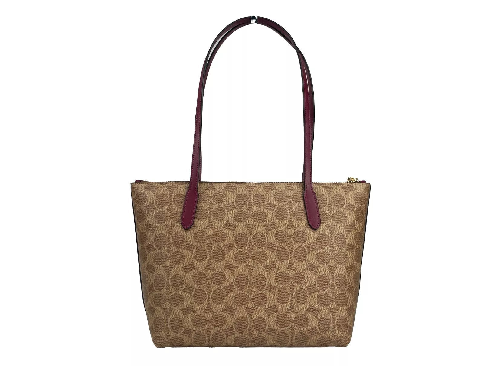 COACH Signature Canvas Fiona Zip Tote Bag Brown COACH
