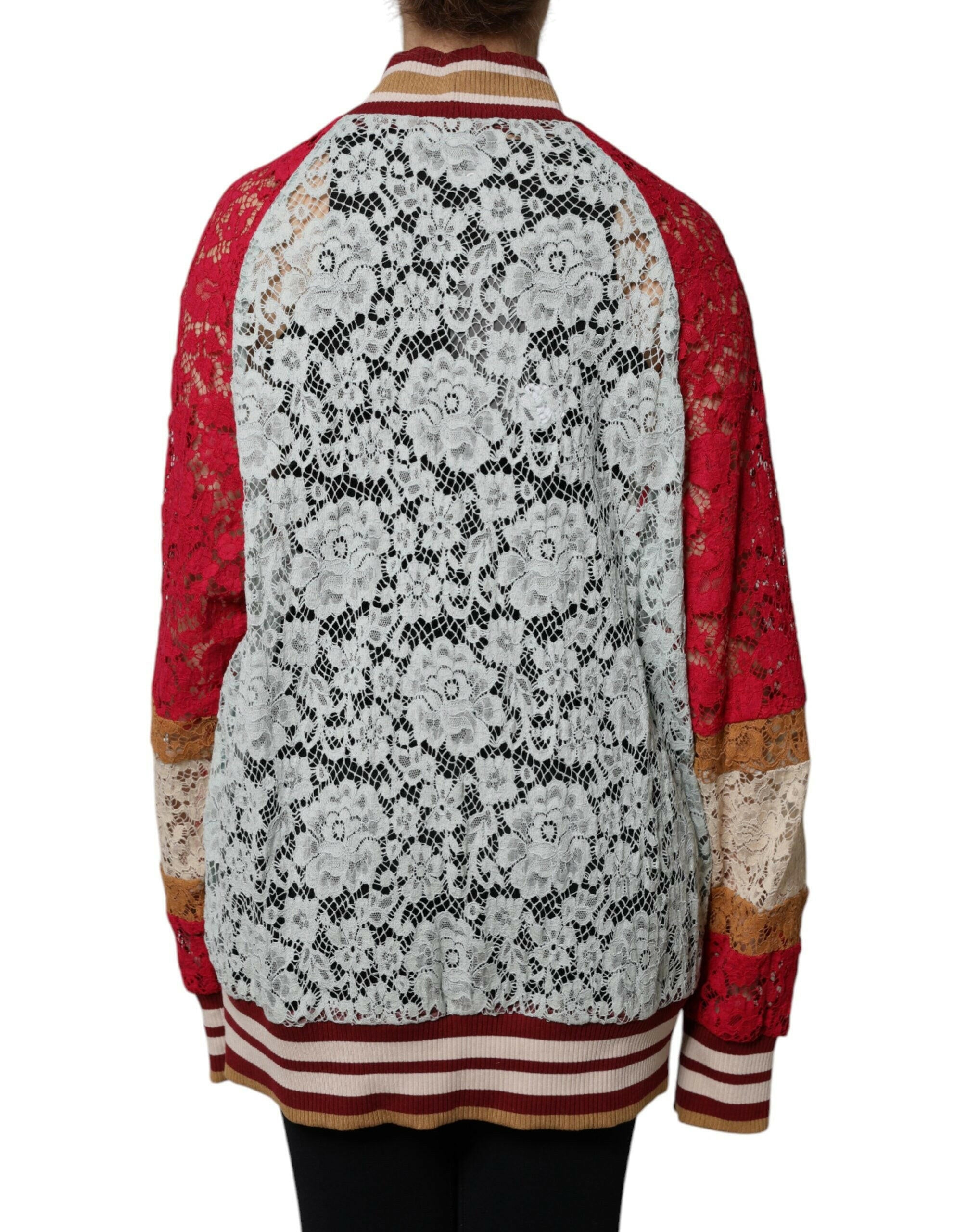 Dolce & Gabbana Multicolor Floral Lace Cardigan Sweater Dolce & Gabbana