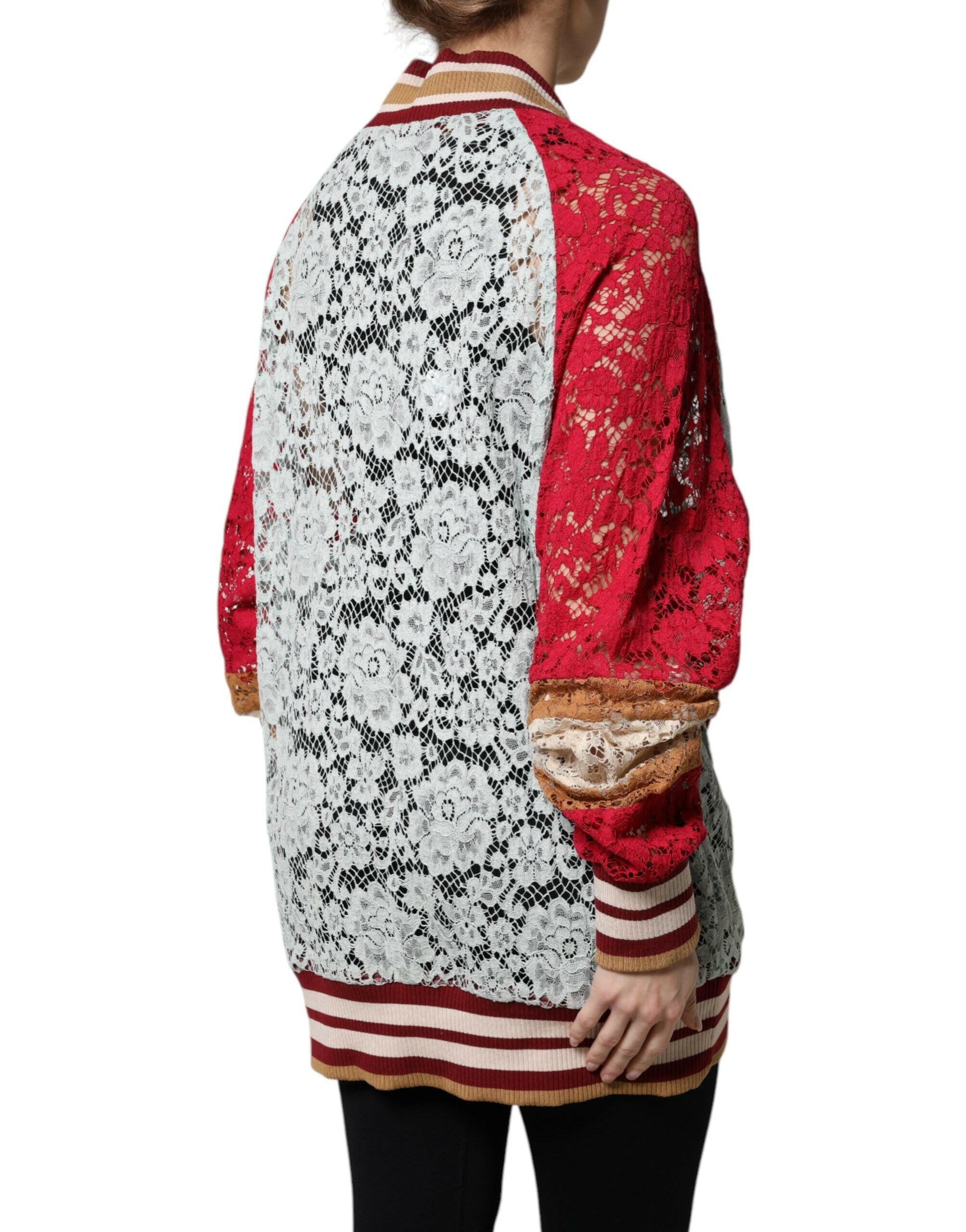 Dolce & Gabbana Multicolor Floral Lace Cardigan Sweater Dolce & Gabbana