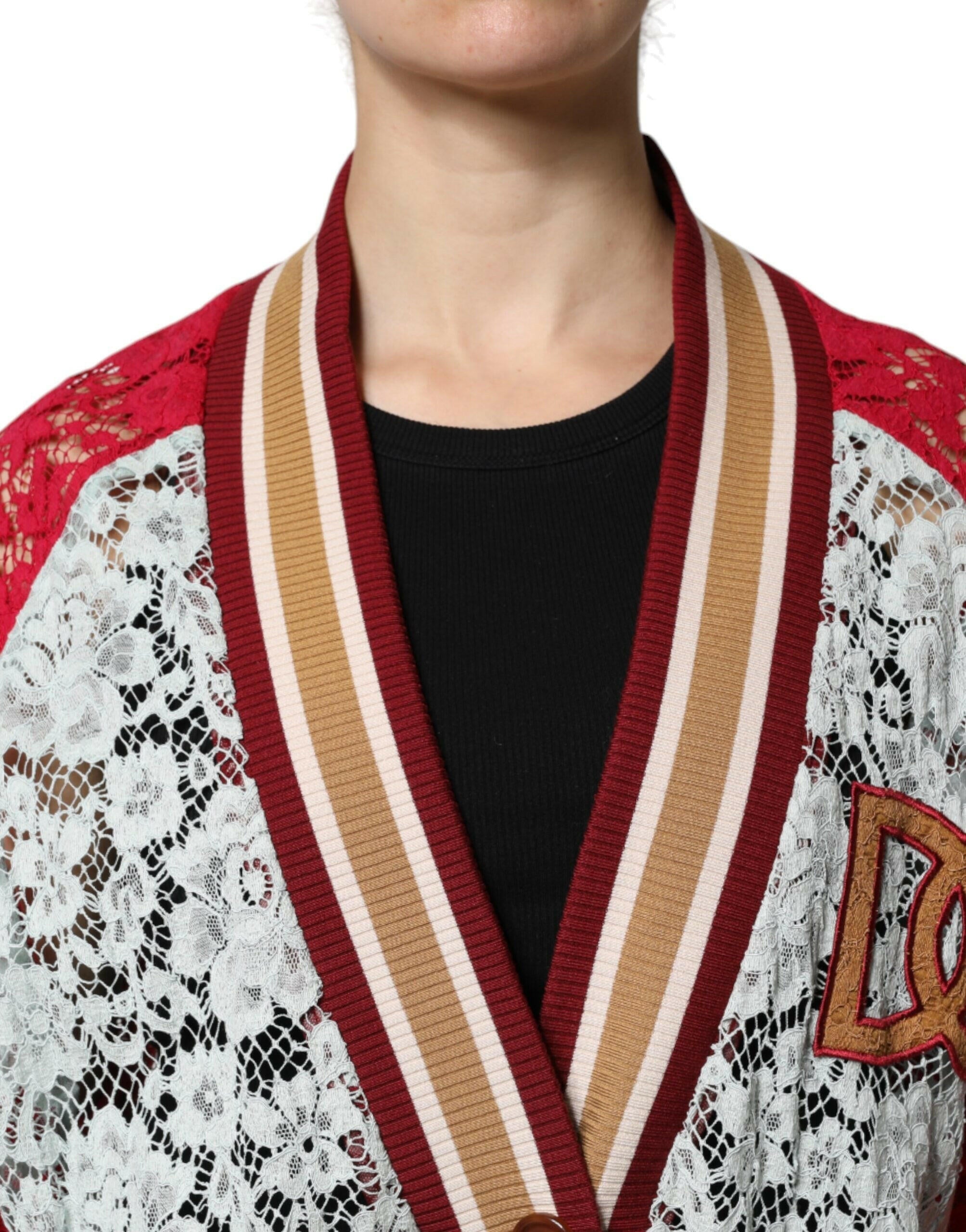 Dolce & Gabbana Multicolor Floral Lace Cardigan Sweater Dolce & Gabbana