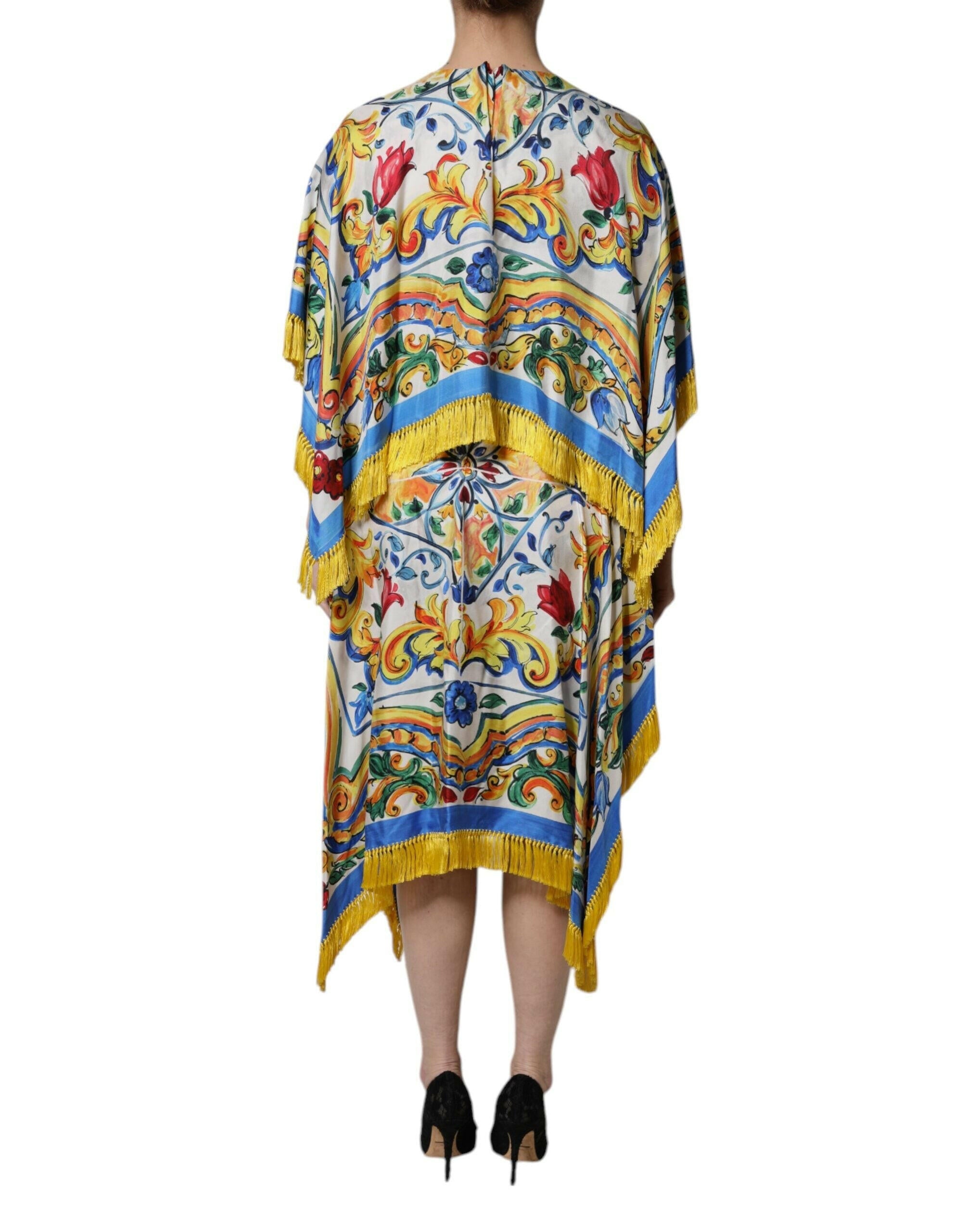 Dolce & Gabbana Multicolor Majolica Kaftan Short Sleeves Maxi Dress Dolce & Gabbana
