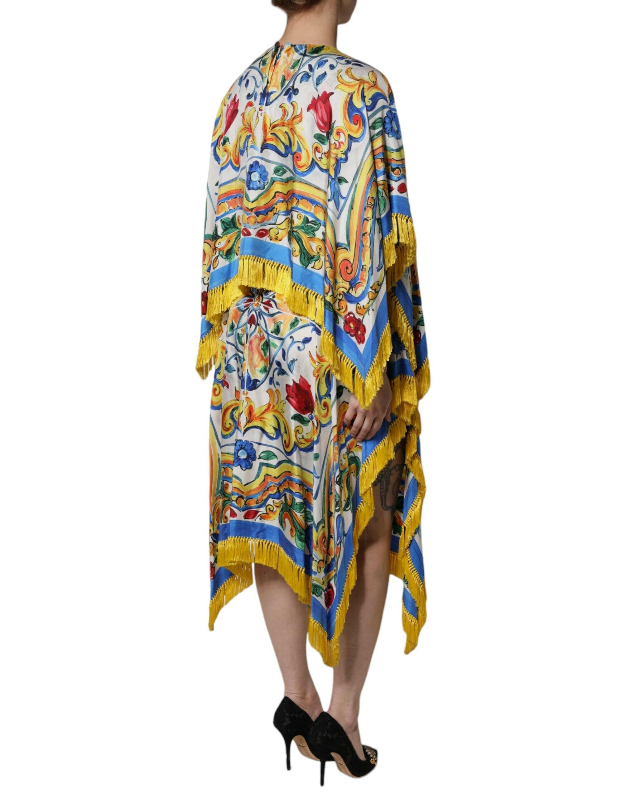 Dolce & Gabbana Multicolor Majolica Kaftan Short Sleeves Maxi Dress Dolce & Gabbana