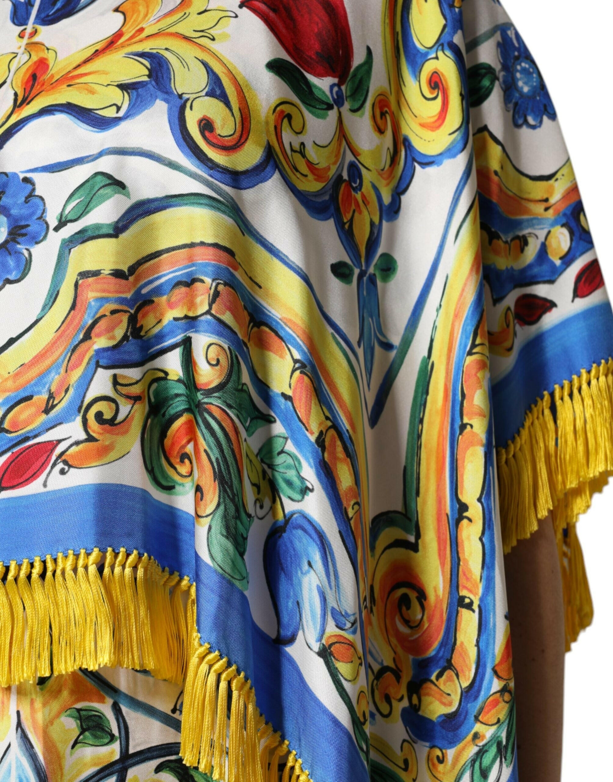 Dolce & Gabbana Multicolor Majolica Kaftan Short Sleeves Maxi Dress Dolce & Gabbana