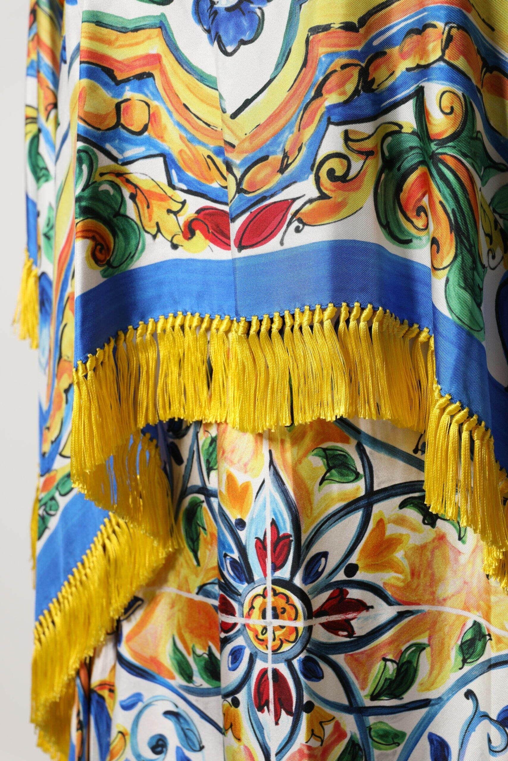 Dolce & Gabbana Multicolor Majolica Kaftan Short Sleeves Maxi Dress Dolce & Gabbana