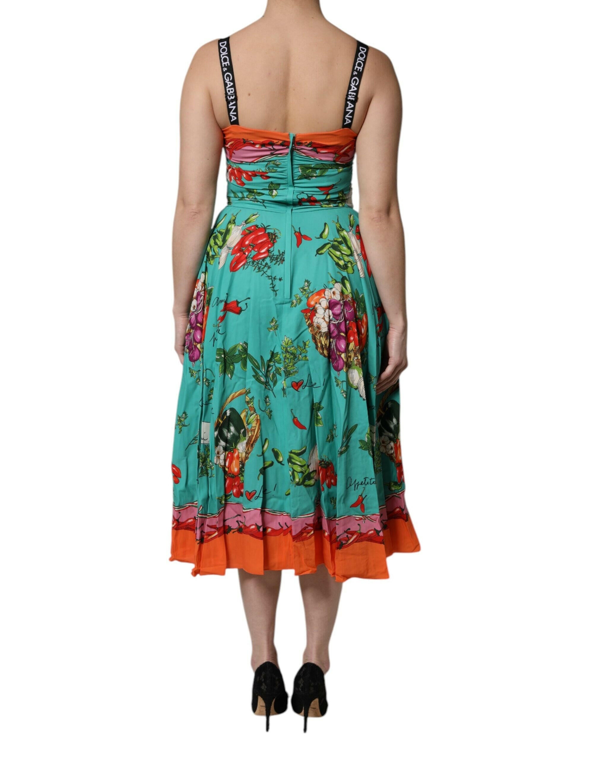 Dolce & Gabbana Multicolor Printed Silk Sleeveless Midi Dress Dolce & Gabbana