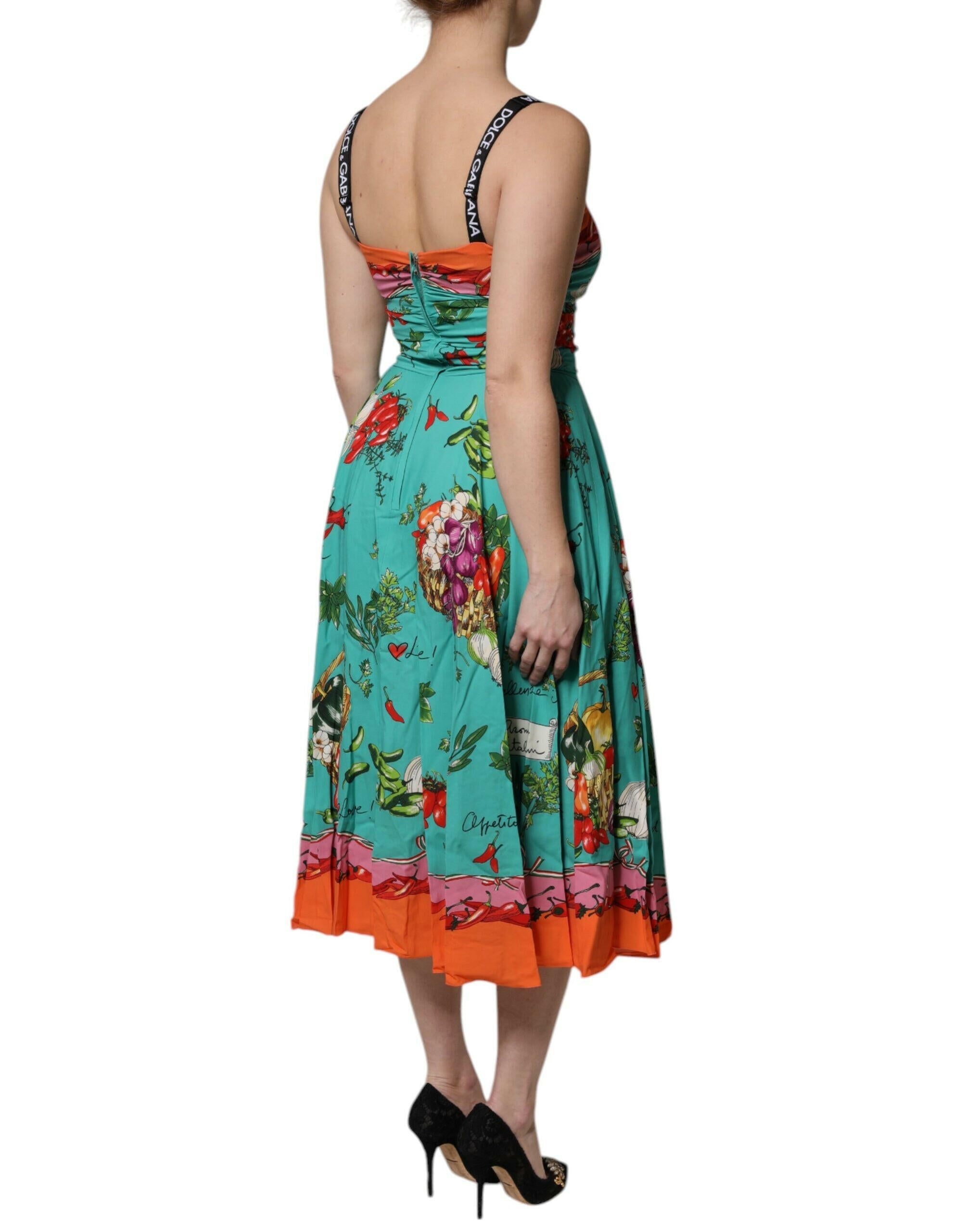 Dolce & Gabbana Multicolor Printed Silk Sleeveless Midi Dress Dolce & Gabbana