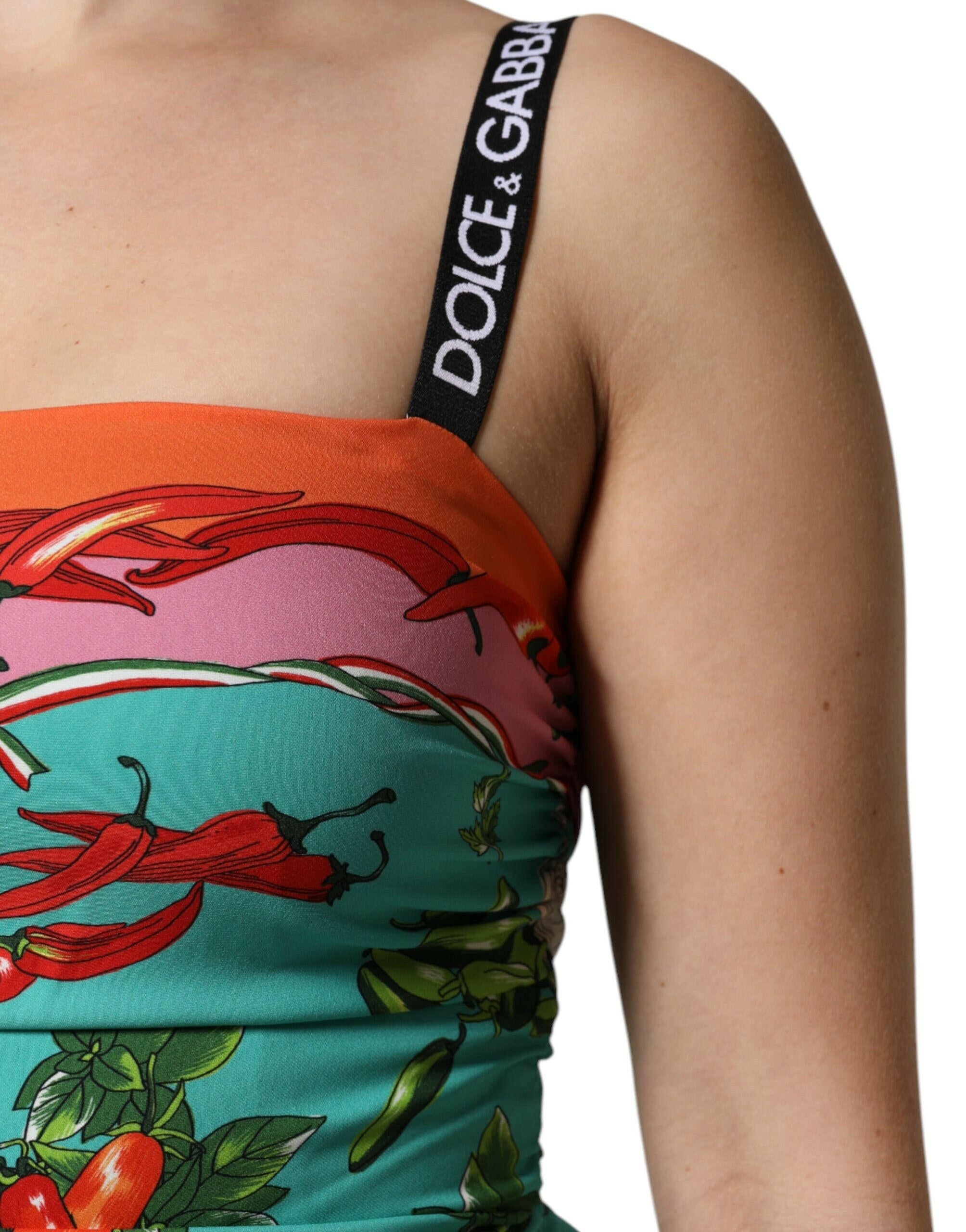 Dolce & Gabbana Multicolor Printed Silk Sleeveless Midi Dress Dolce & Gabbana