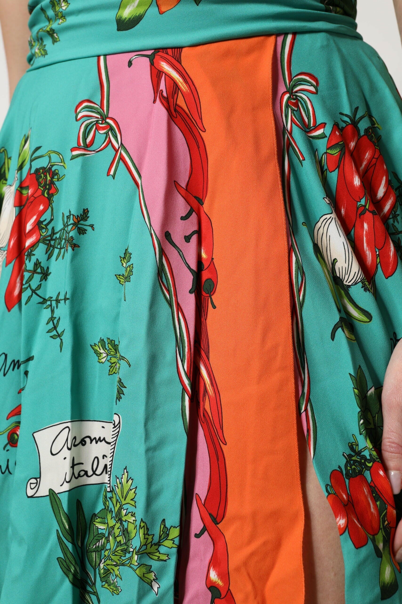 Dolce & Gabbana Multicolor Printed Silk Sleeveless Midi Dress Dolce & Gabbana