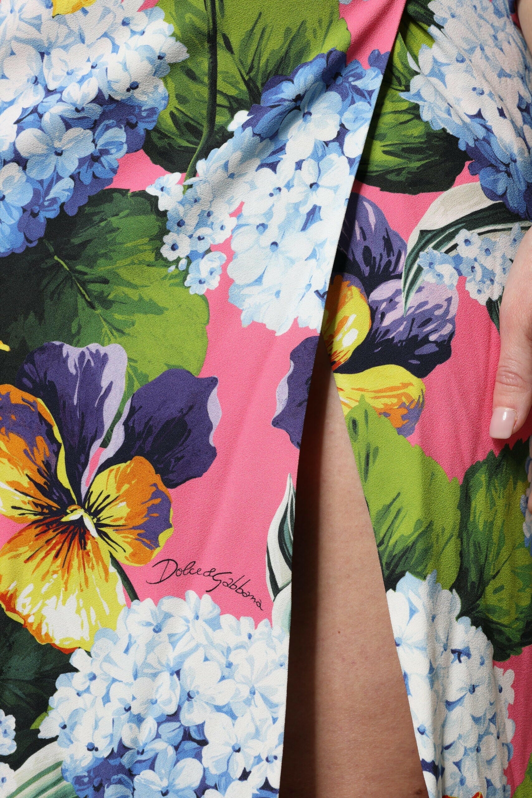 Dolce & Gabbana Multicolor Floral Side Slit Midi Dress Dolce & Gabbana